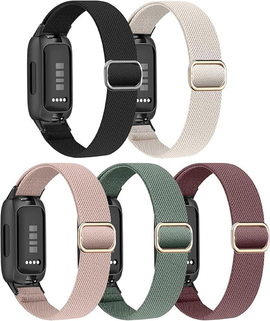 5 Pack Stretchy Nylon Compatible with Fitbit Inspire 3 Bands for Women Men, Elastic Adjustable Soft Sport Strap Replacement Wristband for Fitbit Inspire 3 Bands/Fitbit Inspire 2