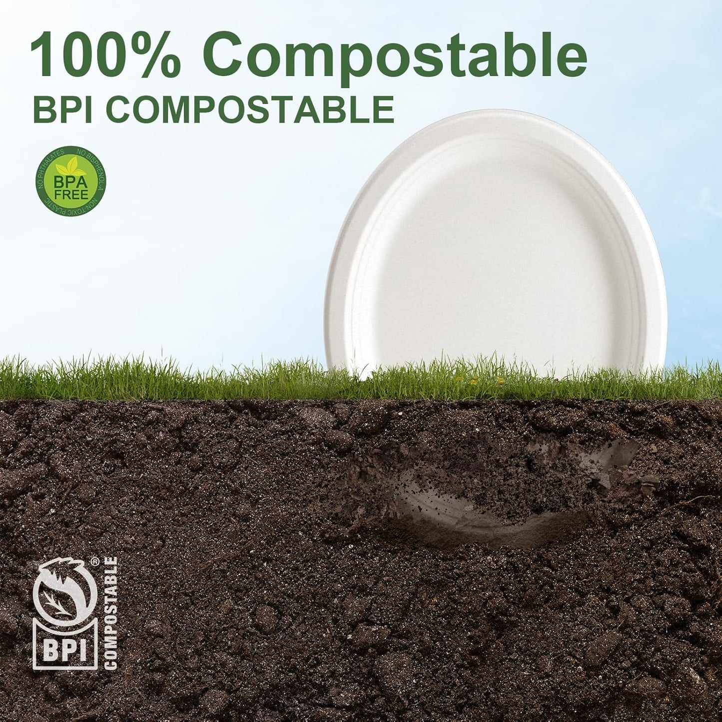 WELLIFE 100% Compostable Oval Paper Plates 12 Inch, 125-Pack Heavy Duty Paper Plates Bulk,Biodegradable Bagasse,Eco-Friendly Disposable Dinner Plate for BBQ,Picnic,Party (BPI Certified,Microwaveable)