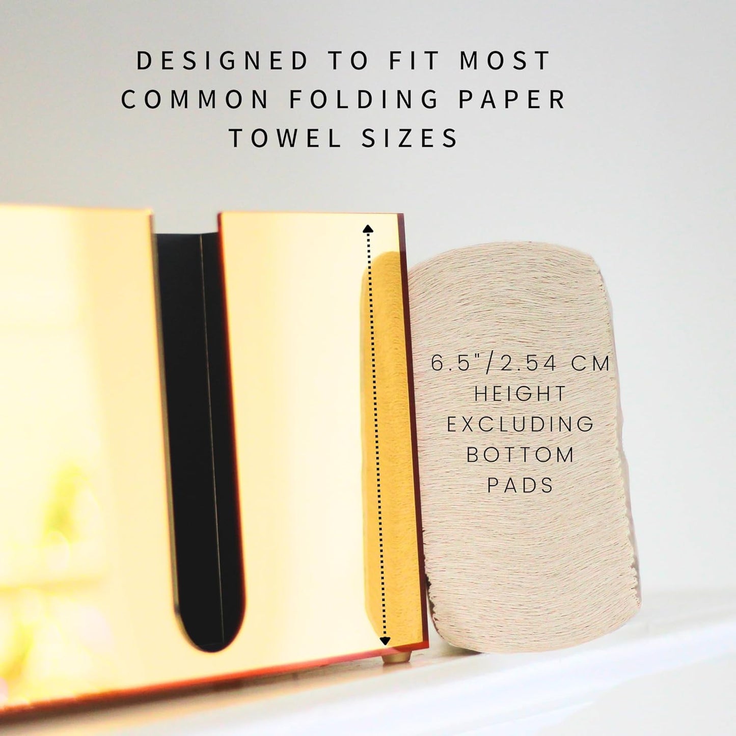 Paper Towel Dispenser Countertop, Gold Paper Towel Holder Countertop, Acrylic Folded Napkin Holder for Kitchen, Countertop Multifold C-Fold, Z-Fold, Trifold Paper Hand Towel Dispenser for Bathroom