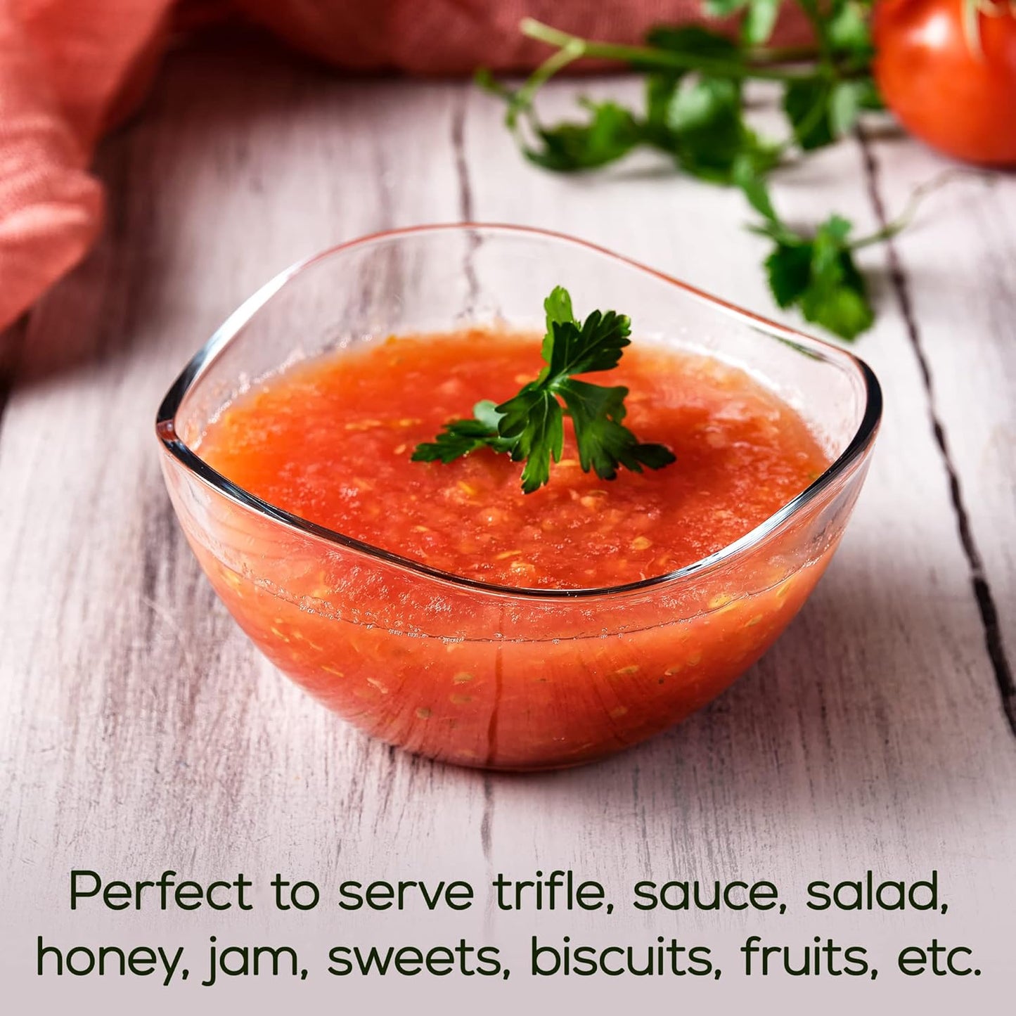 Volarium CRYSTALIA Small Glass Bowls for Kitchen Prep, Modern Round Serving Dishes for Dessert, Salad, Fruit, Pudding, Candy, Cereal, Ice Cream, Stackable Bowls Set of 6 (Large 10 1/2 oz)