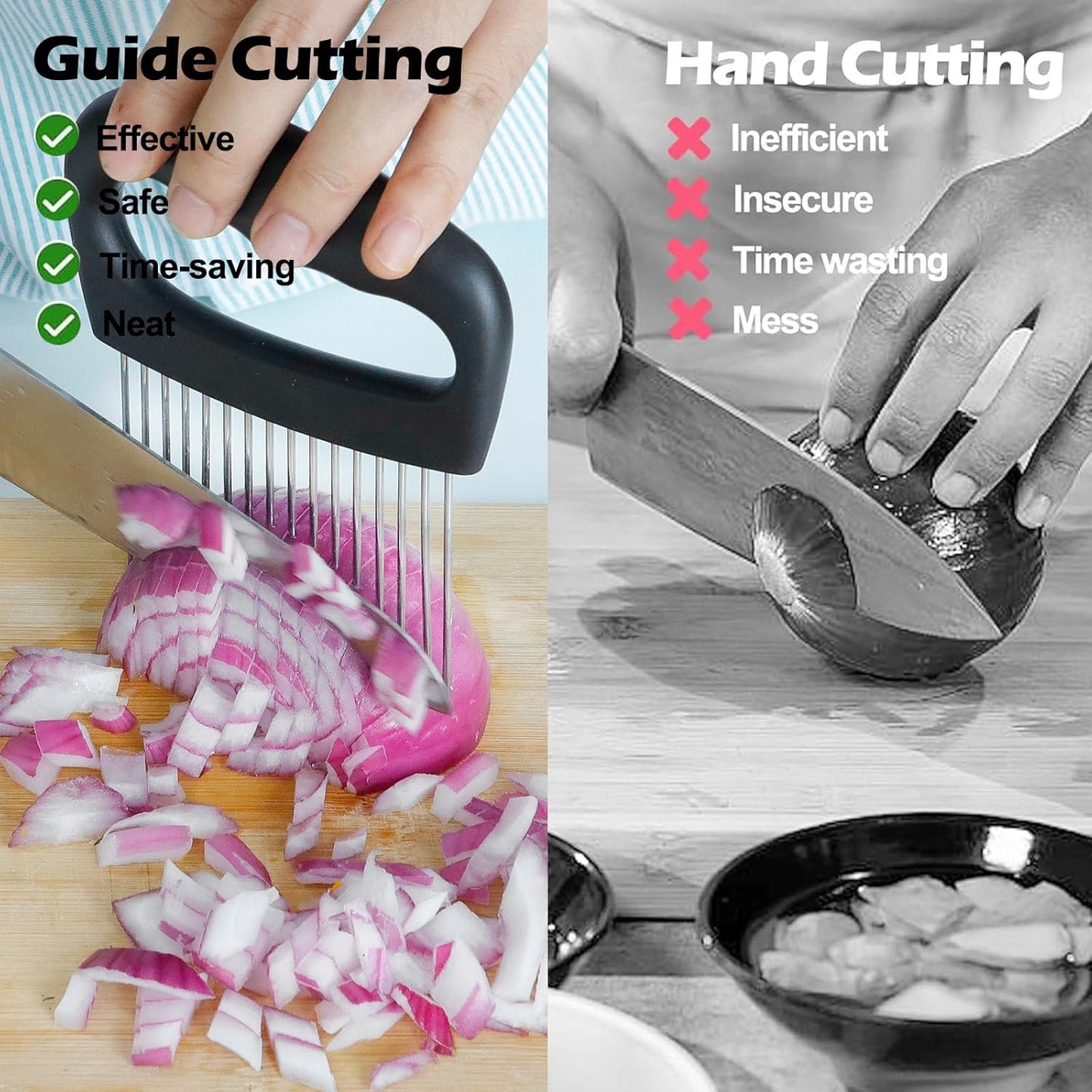 JAYVAR Extra-Large Onion Holder for Slicing, Onion Cutter Vegetable Chopper, Extra-Large Tomato Slicer with 16 Long Needles, Stainless Steel Tomato Potato Slicer, Meat Tenderizer, Food Slicing Guide