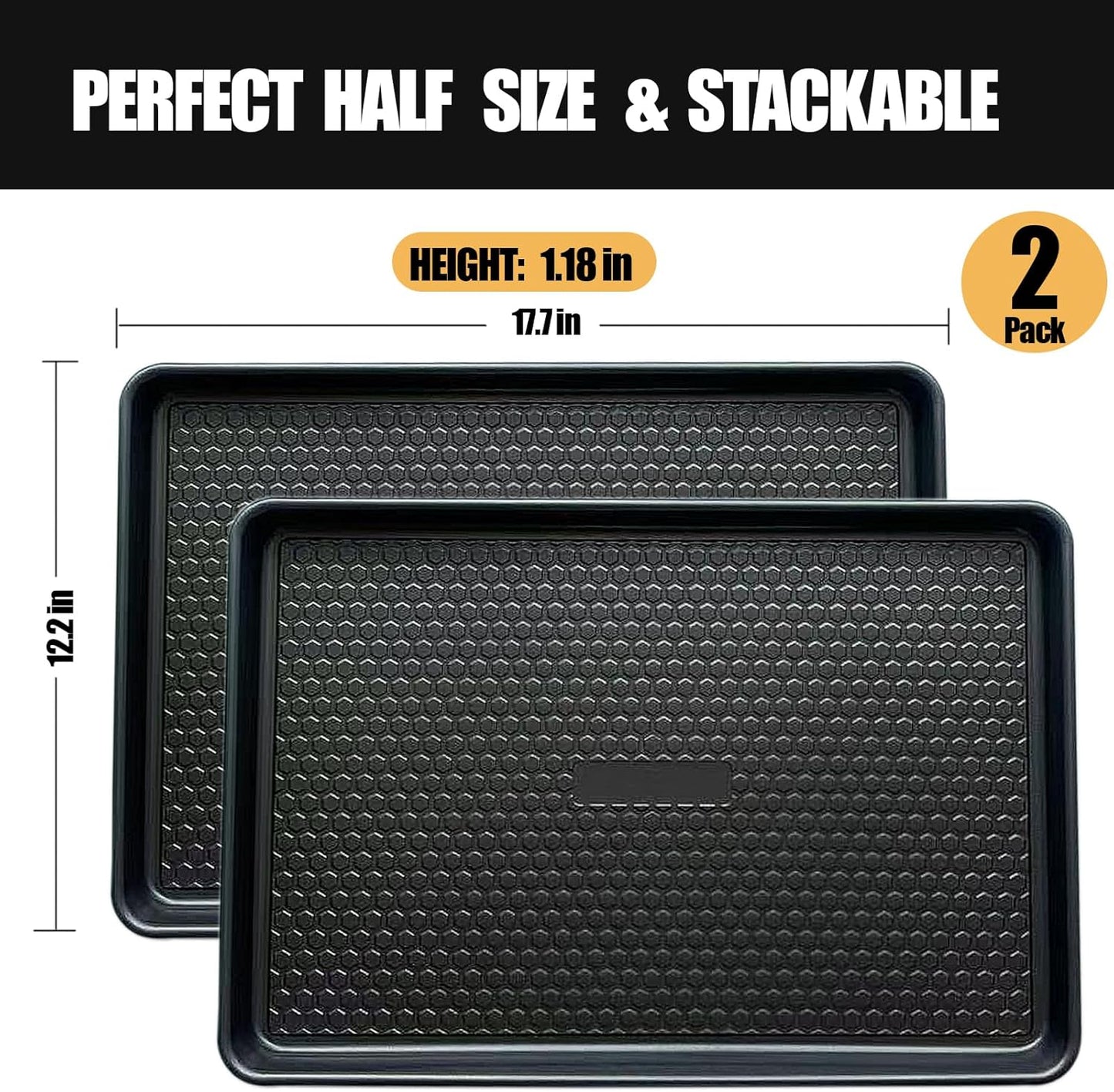 Large Baking Sheet Set (2 Pack) - Half Sheet Pan 17.7x12.2 Inch, 0.8mm Heavy Duty Carbon Steel, Nonstick & Warp Resistant Cookie Sheet for Baking, Roasting, Textured Pattern, Dark Grey
