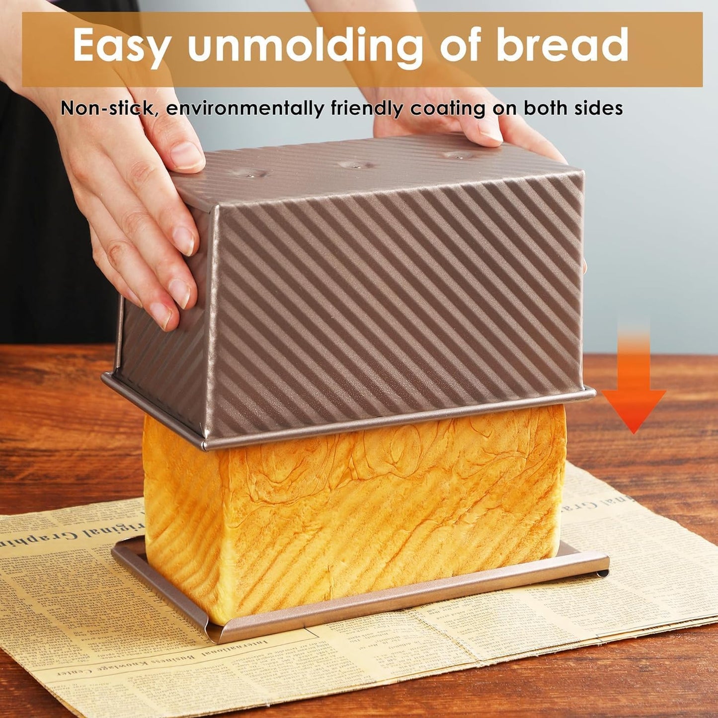 2pack Pullman Bread Pans with Lid, 1LB Capacity Bread Loaf Pan, Non-Stick, Easy Release Sandwich Bread Loaf Pan for Baking Homemade Bread