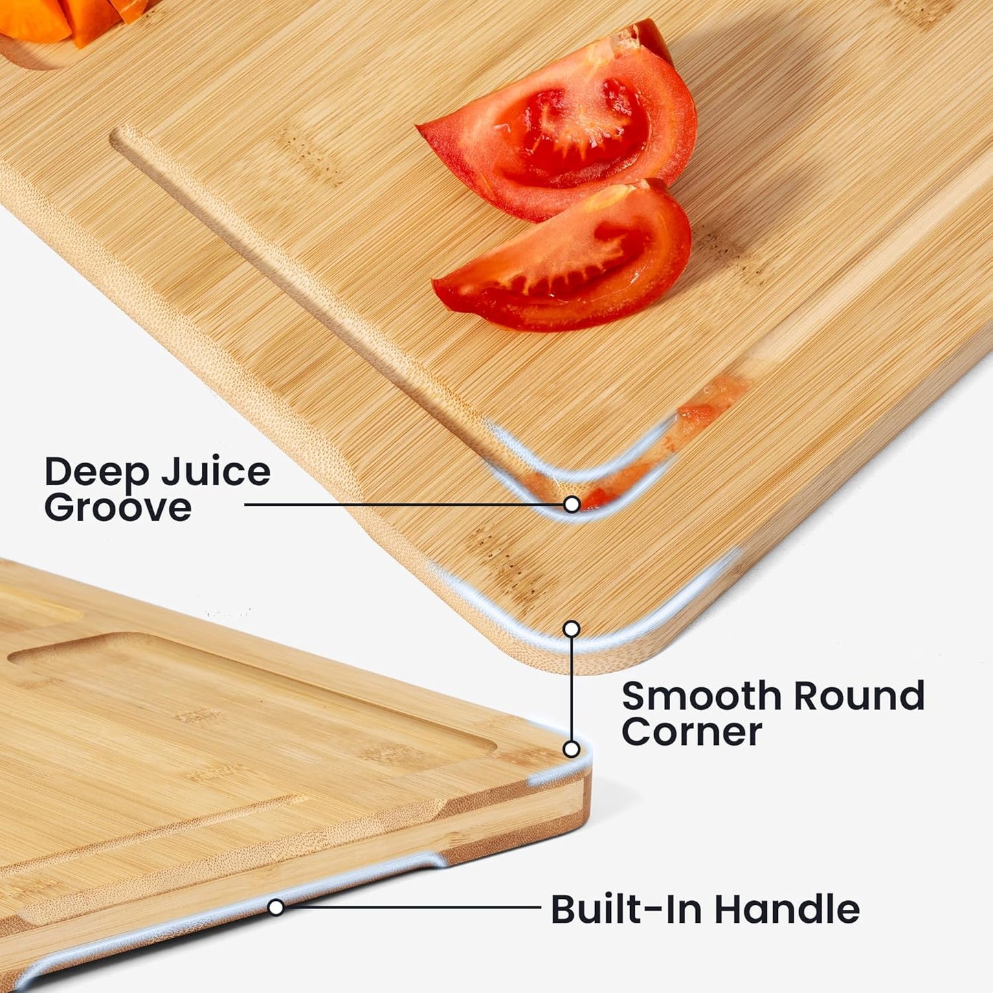 Heimlove Extra Large Cutting Board, 17" Wooden Cutting Boards for Kitchen Charcuterie Boards with Juice Groove and Handles, Chopping Board for Meat, Vegetables and Cheese