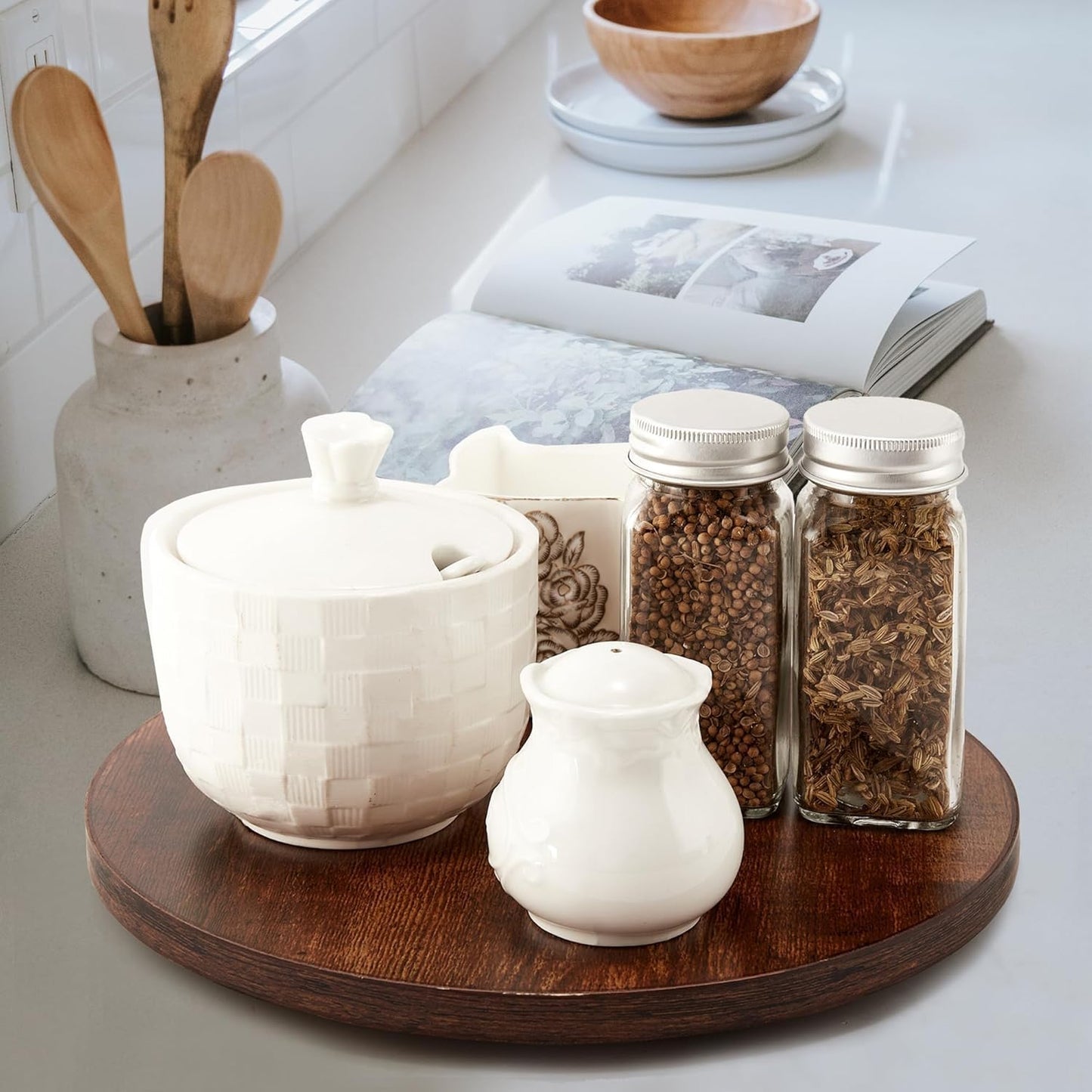 9-inch Lazy Susan Organizers, ACIAZAAZ Lazy Susan Turntable for Cabinet, Kitchen Turntable Storage for Table, Countertop, Pantry