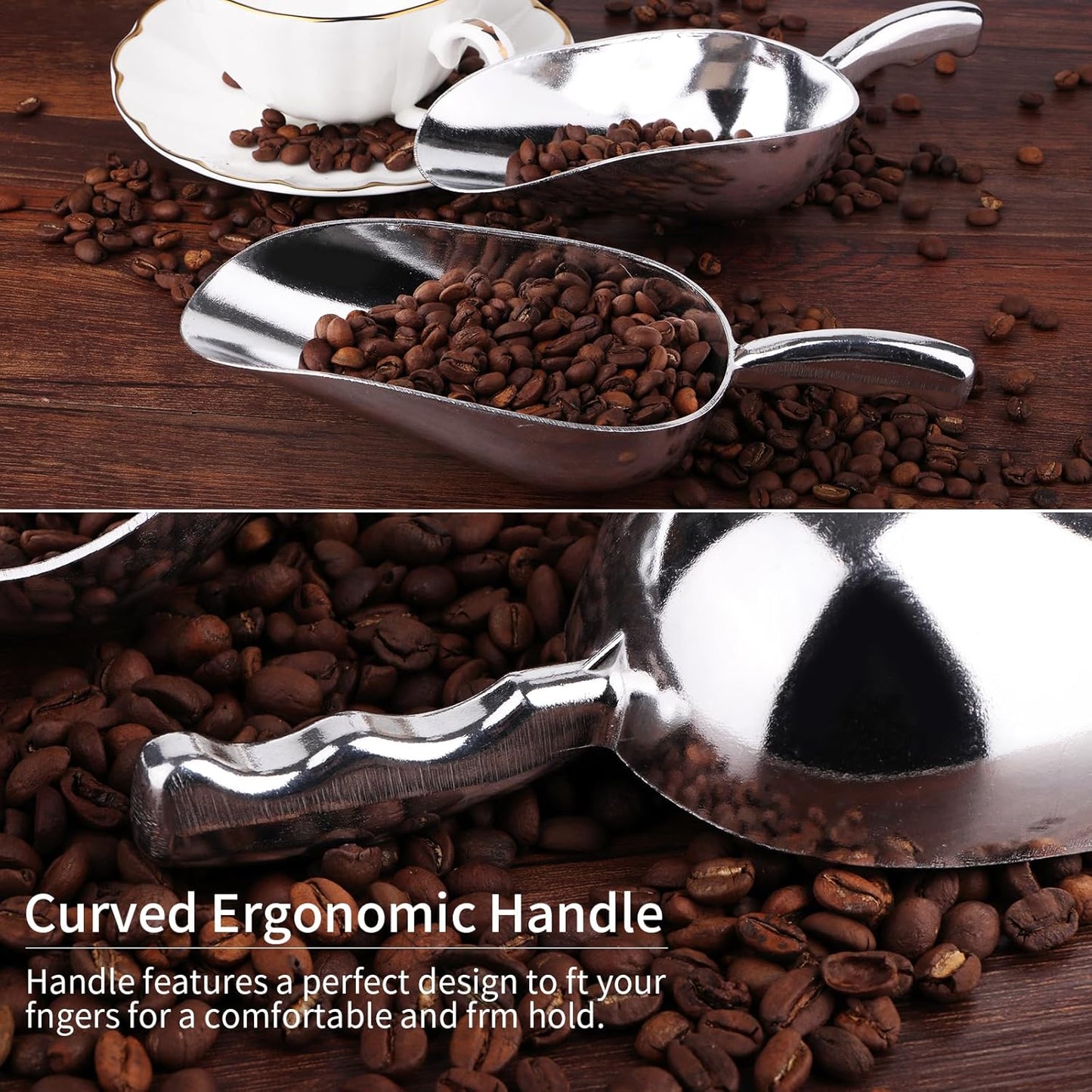 12 Oz Cast Aluminum Bar Ice Scoop,Suitable for wedding, buffet-1pc