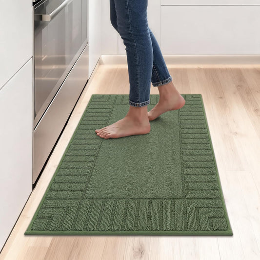 BEQHAUSE-Kitchen-Rugs-and-Mats Non Slip Kitchen Mats for Floor Absorbent Kitchen Rugs Machine Washable Kitchen Floor Mat,Green, 24”x35”