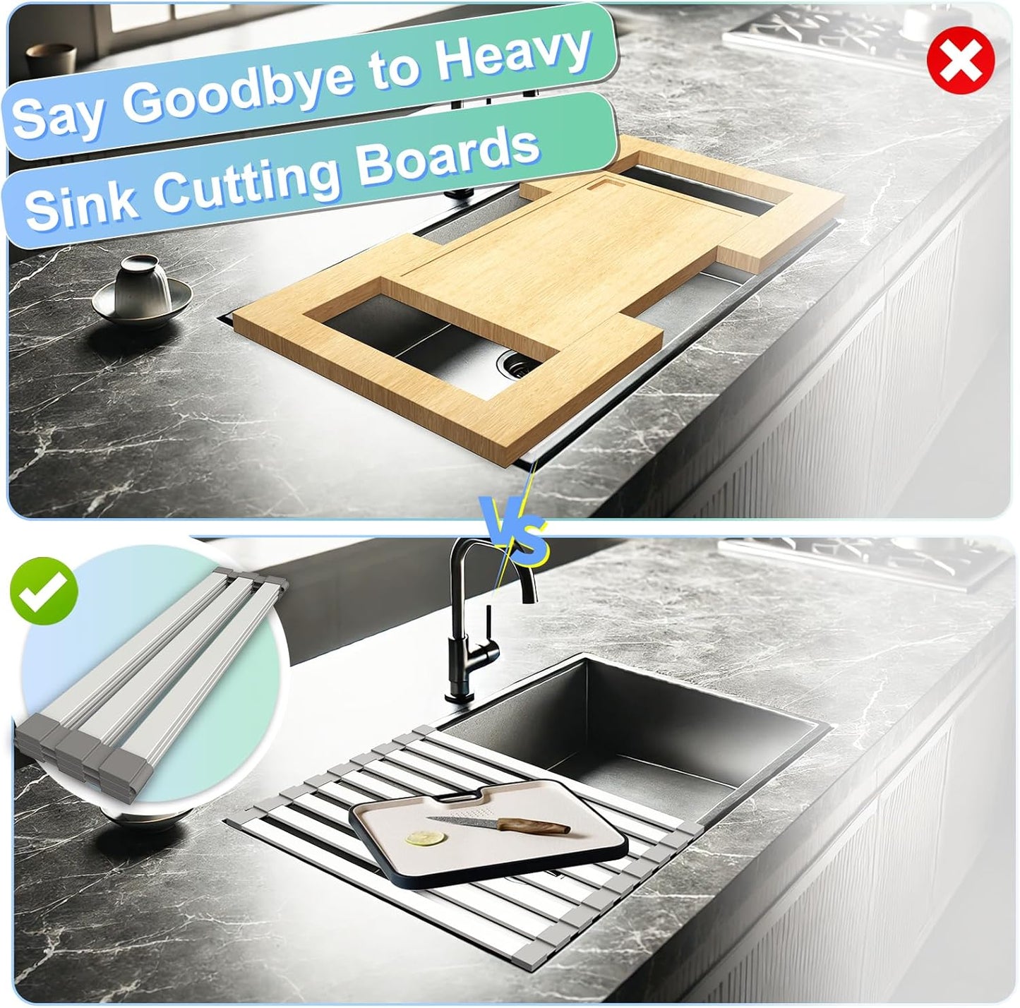 Mamakura Roll Up Dish Drying Rack Over The Sink, Hangable Dish Drying Rack (16.54"x12.99")