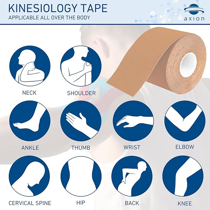 Kinesiology Tape Uncut | 2 Beige Rolls of Athletic Sports Tape | 16ft Length and 2'' Width per Roll | Waterproof • Skin-Friendly • Elastic | Ideal for Sports | axion
