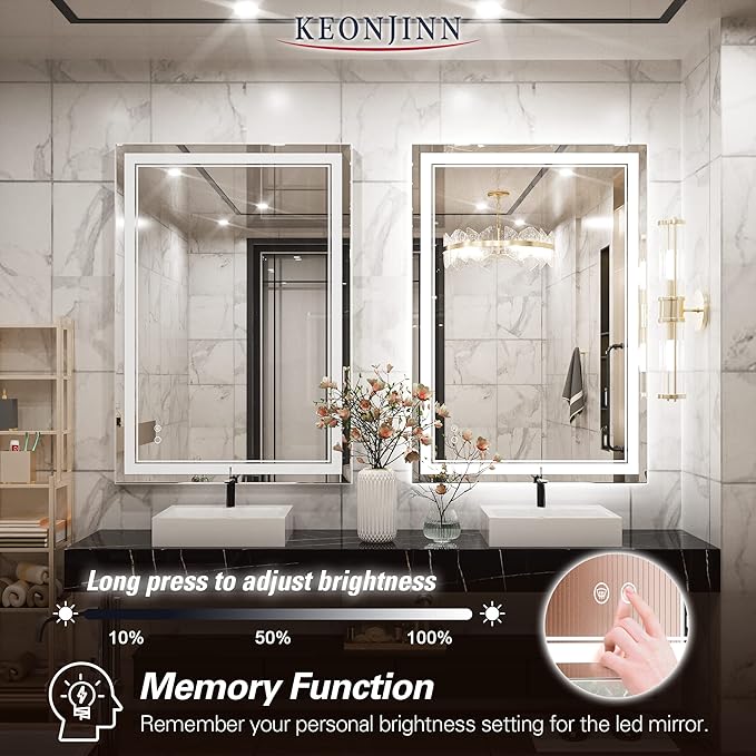 Keonjinn 40 x 28 Inch LED Mirror 90+ (Vertical
