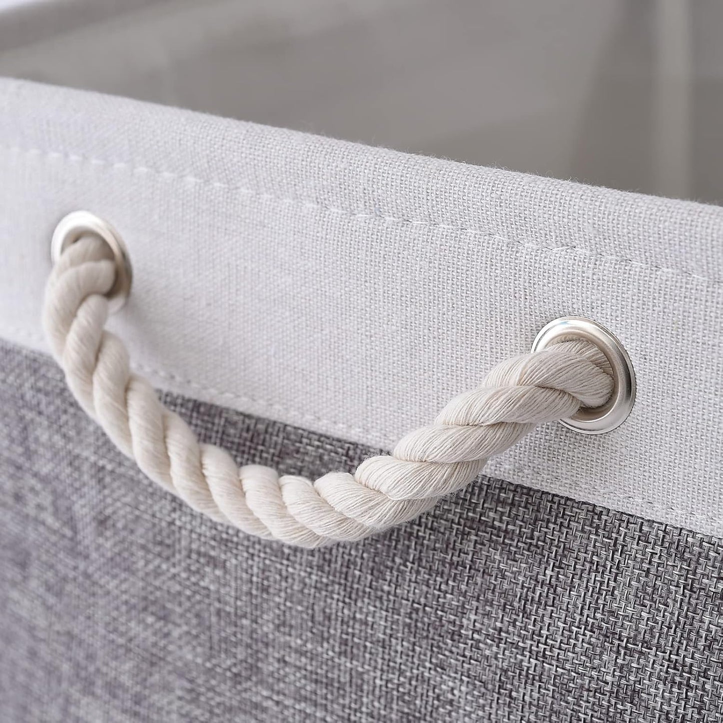 Large Storage Baskets for Shelves, Fabric Baskets for Organizing, Collapsible Storage Bins for Closet, Nursery, Clothes, Toys, Home & Office [3-Pack, White&Grey]