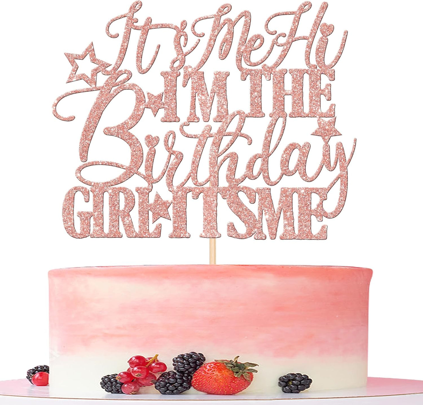1 PCS It's Me Hi I'm the Birthday Girl It's Me Cake Topper Glitter Music Singer Cake Pick for Funny Hip Hop Singer Girls Birthday Party Cake Decorations Supplies Rose Gold