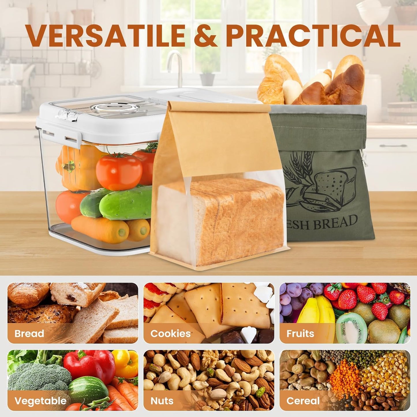 TomCare Larger Bread Box and 2 Pack Linen Bread Bags and 25 Pack Thicker Paper Bread Bags With Tin Ties for Homemade Sourdough Bread Food Storage Container Baking Supplies for kitchen Countertop