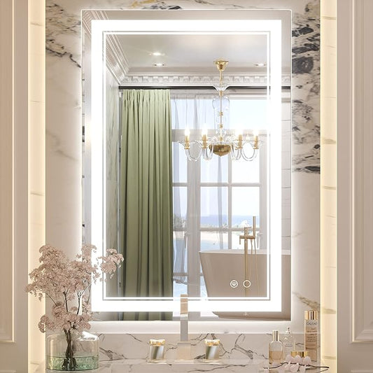 Keonjinn LED Mirror for Bathroom 36 x 24 Inch, IP54 Waterproof, 3 Year
