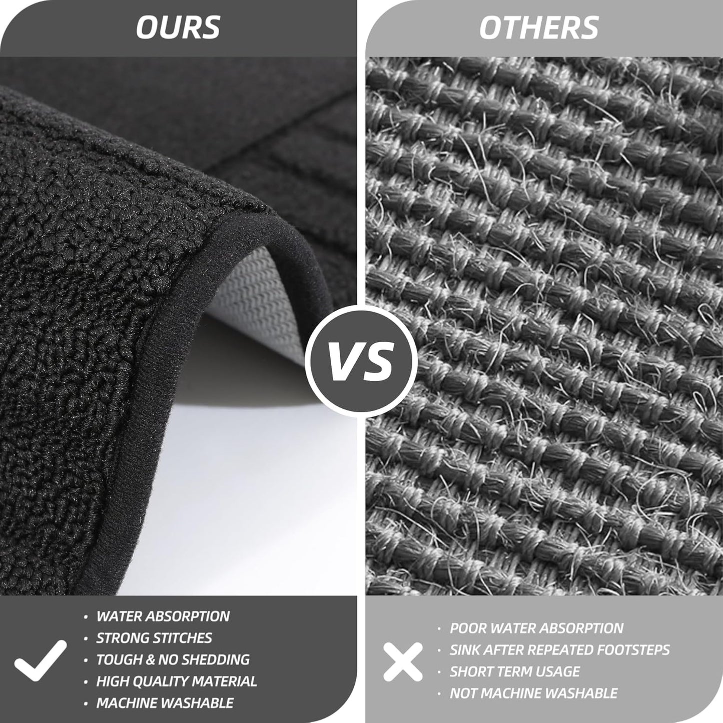 BEQHAUSE-Kitchen-Rugs-and-Mats,2 PCS Non Slip Kitchen Floor Mat,Absorbent Kitchen Rug Sets Machine Washable Kitchen Runner Rug Black Kitchen Mat 24x35inch/24x60inch