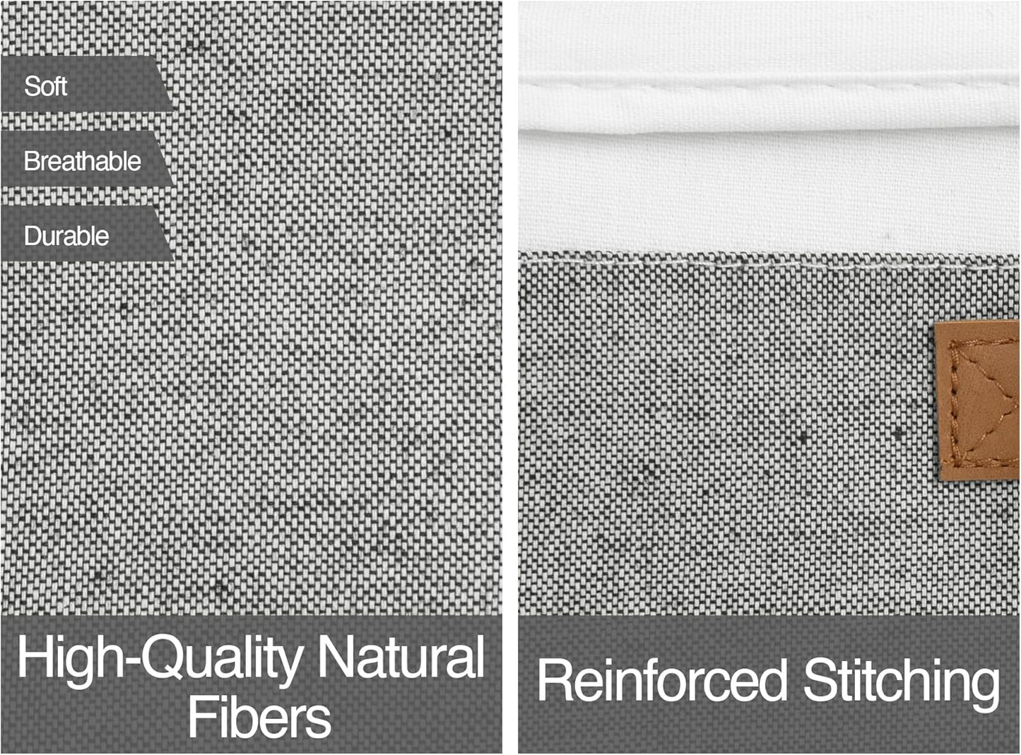 StorageWorks Storage Bins with Lids, Decorative Storage Boxes with Lid and PU Handles, Foldable Storage Baskets for Closet, Shelves, Stackable, Grey and White, Jumbo, 3-Pack