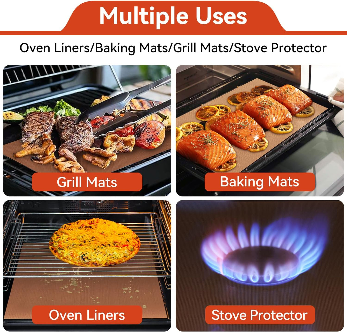 Oven Liners for Bottom of Oven - 3 Pack Large Gas Stove Top Protectors, Reusable Oven Liner for Electric, Gas, Toaster Ovens, Grills - BPA & PFOA Free Keep Your Oven Clean Oven Mat