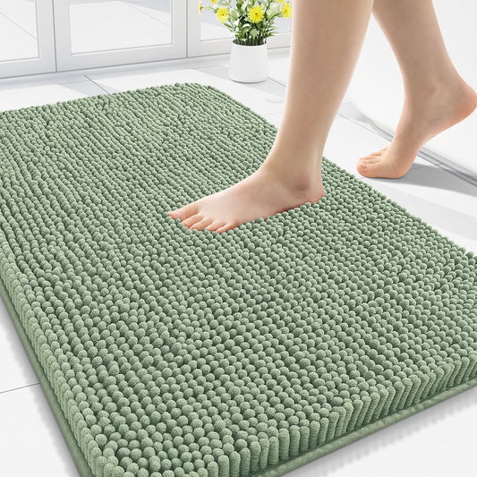 Arotive Bathroom Rugs 30x20, Extra Soft Absorbent Shaggy Chenille Bath Rugs, Machine Washable Rubber Backing Non-Slip Bath Mats for Bathroom Floor Tub and Shower, Home Decor Accessories, Sage Green