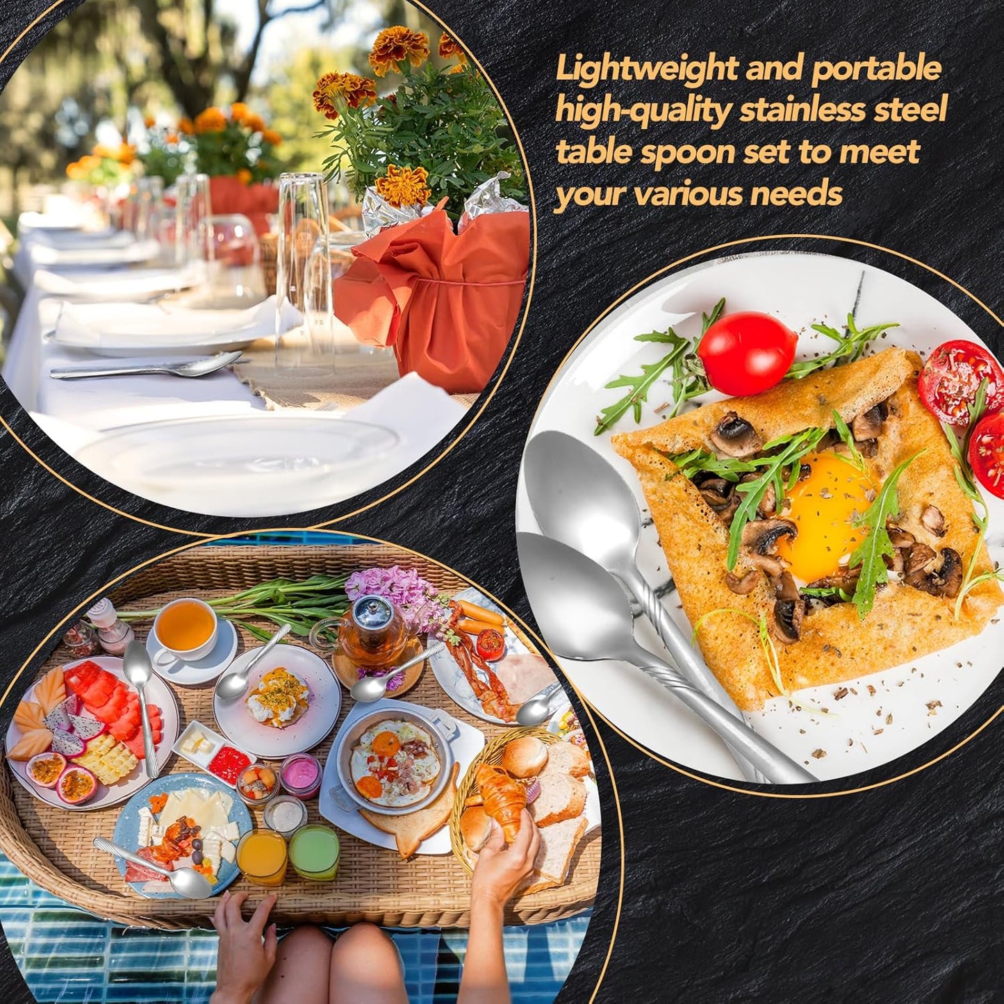 200 Pcs Dinner Spoons Set 6.7 Inches Stainless Steel Dessert Spoons bulk Silverware for Home Restaurant Kitchen Mirror Polished Dishwasher Safe