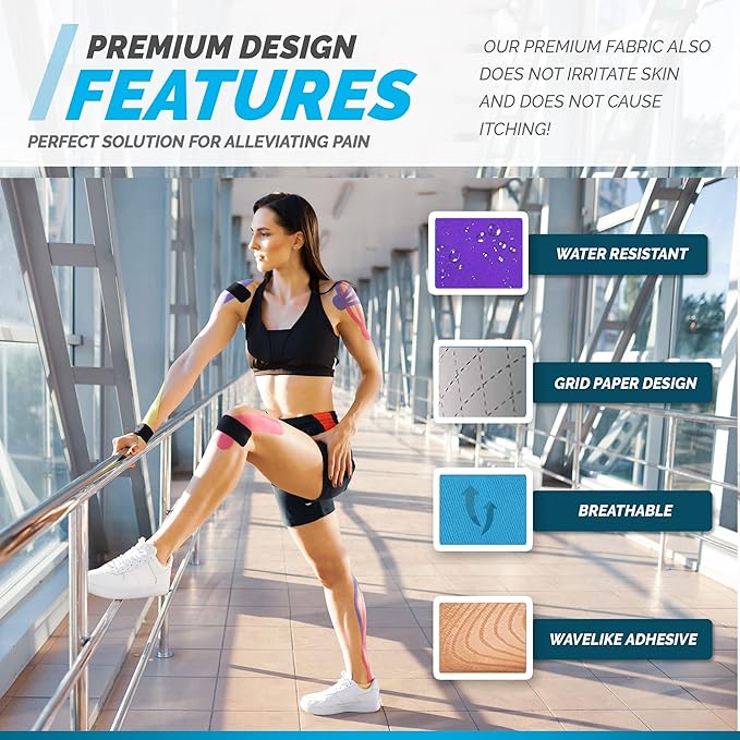 Kinesiology Tape Roll – Athletic Tape 2 Inch, Sports Tape Athletic, K Tape, Kinetic Tape, Sport Tape, kt-Tape, Athletic Tapes & Wraps, Knee Tape, Pregnancy Tape, Trans Tape –Purple3