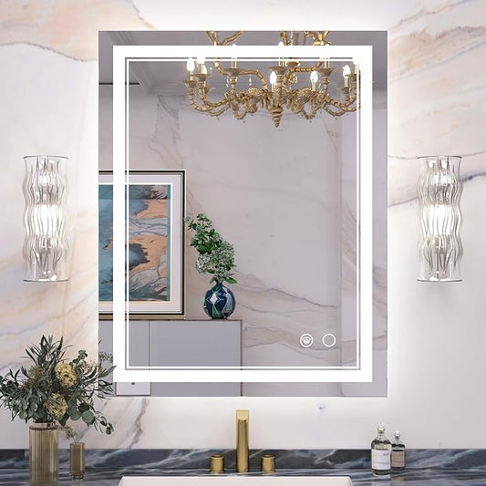 Keonjinn LED Bathroom Mirror with Lights 24 x 30 Inch