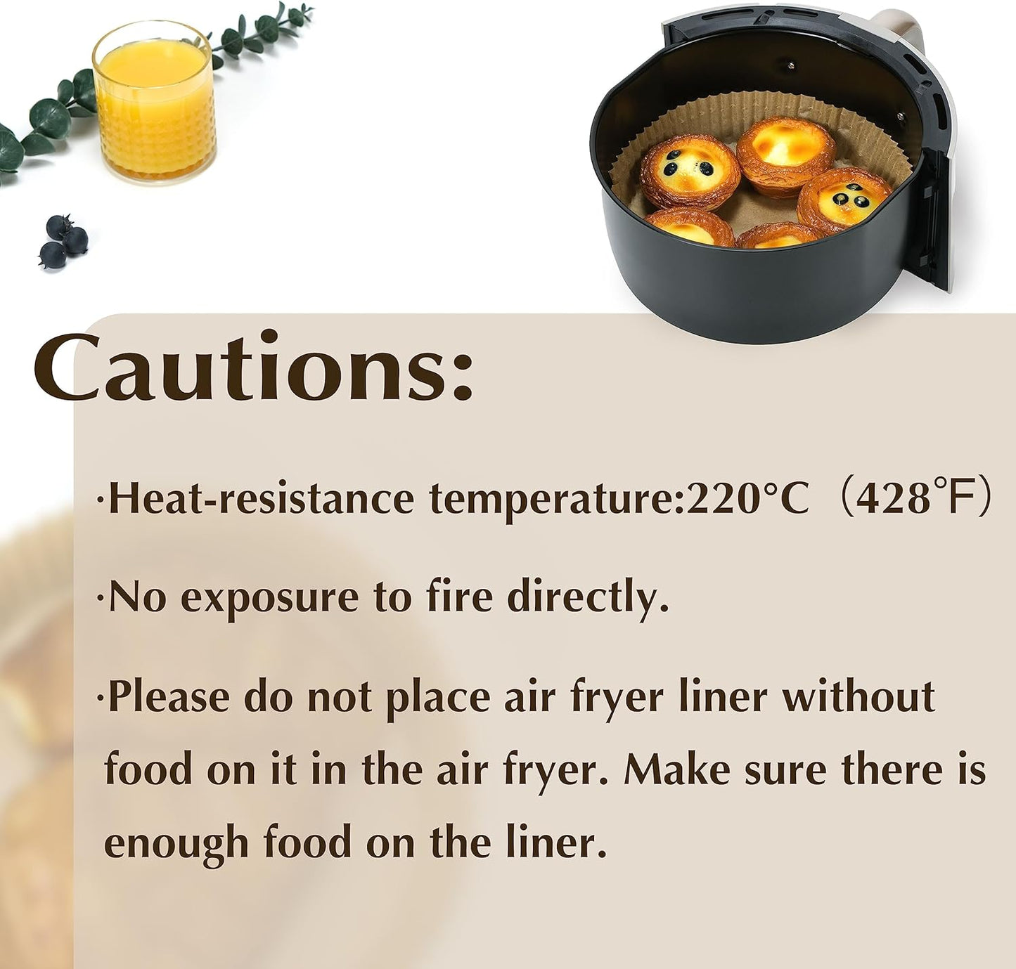 Air Fryer Disposable Paper Liners 50pcs 7.9 inch Square Parchment Paper Liner for Baking Roasting With Handle Fit 5-8 QT