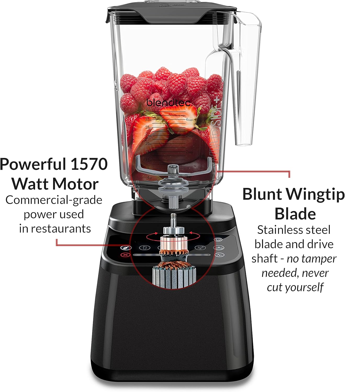 Blendtec Original Designer Series Blender and 90 Oz WildSide+ Jar - Kitchen Blender Bundle - Stainless Steel
