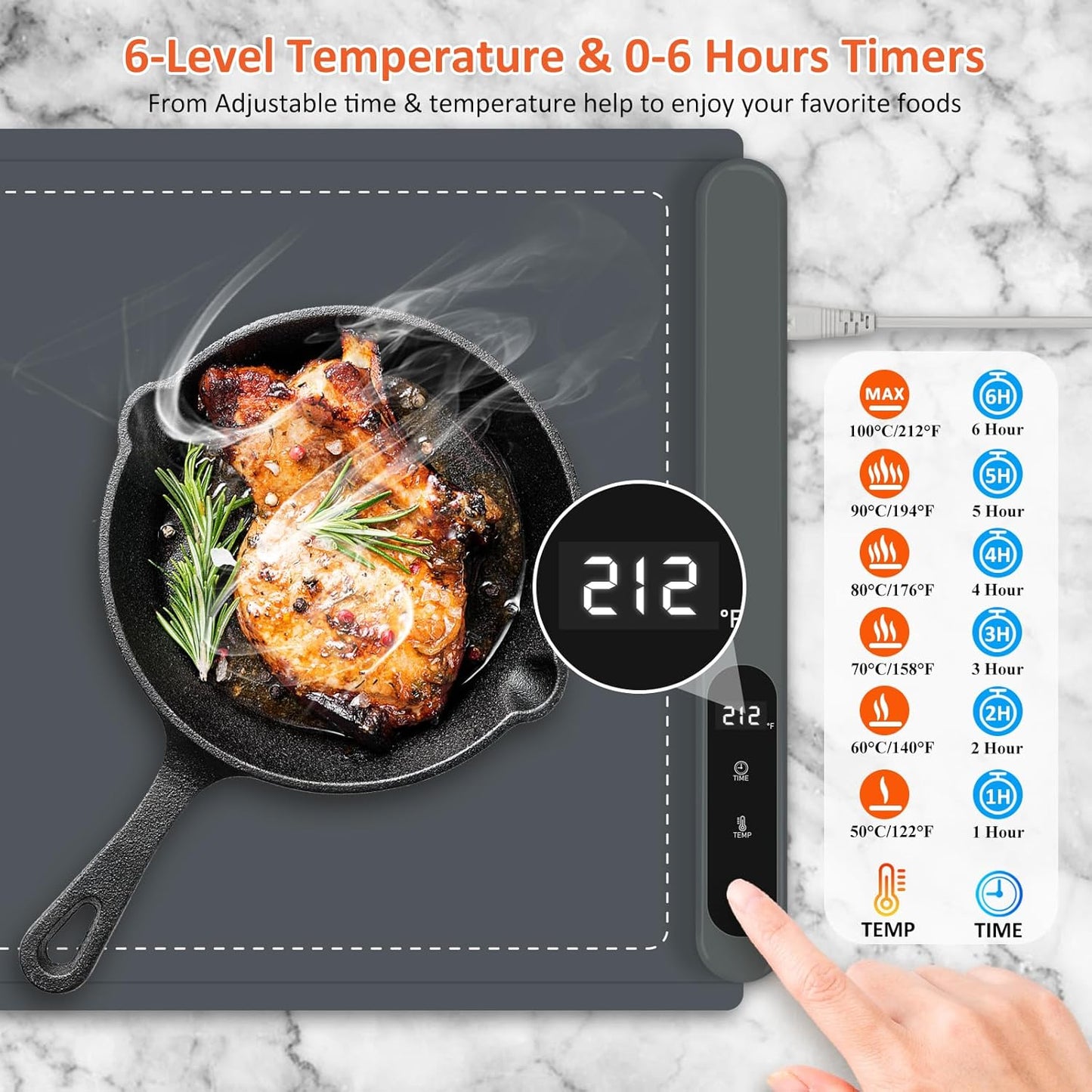 OcePor Warming Mat for Food,(XXL 36"x16") Electric Warming Tray,Extra Large Food Warmer Mat,Warming Pads for Food,Portable Heating Mat for Buffet,Parties,Buffets Party(Gray)