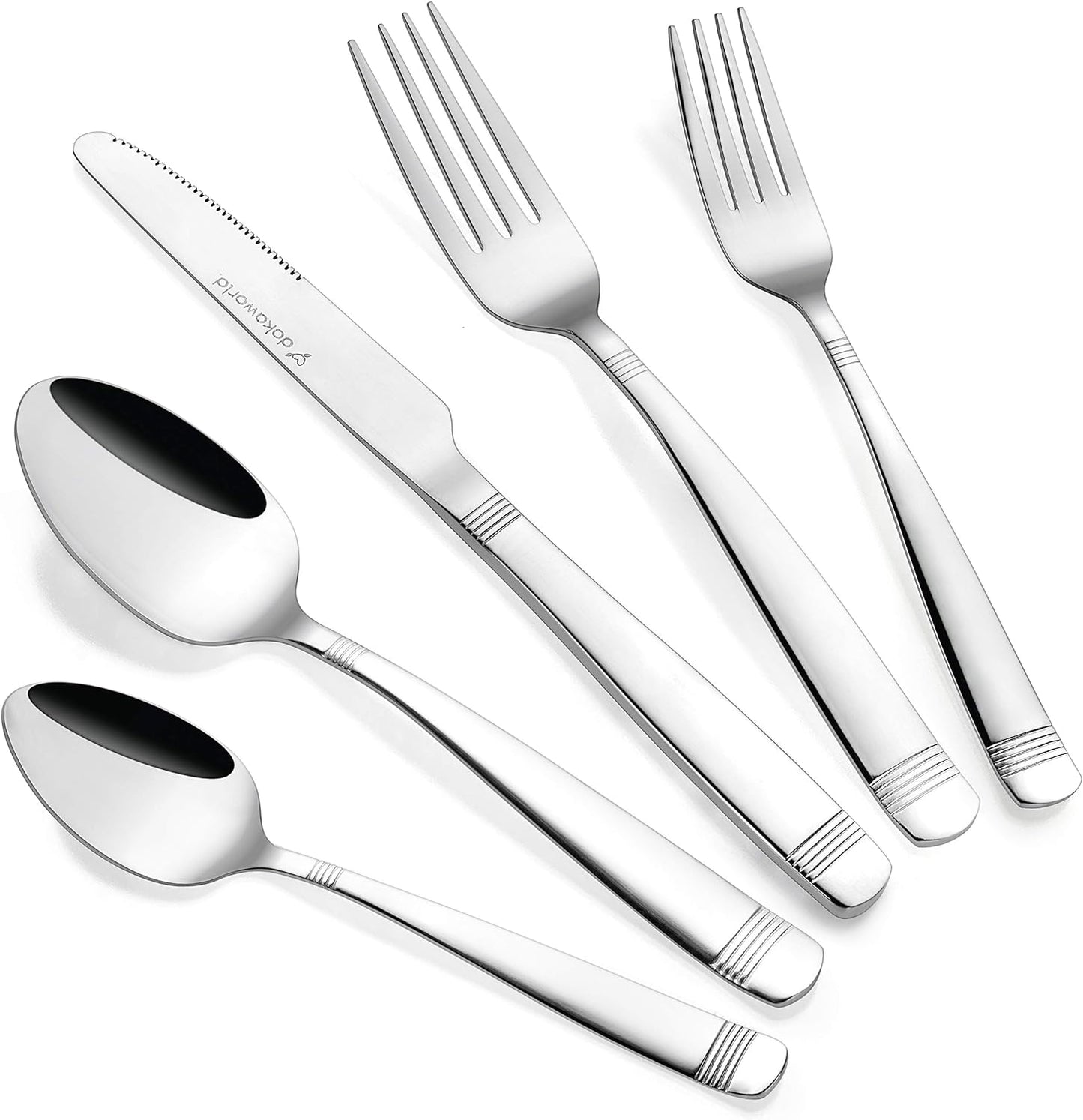 Elegant Design Flatware, Silverware Set for 8 persons, 40 Piece - Spoons, Forks, and Knives 18/10 Stainless Steel, Dishwasher Safe