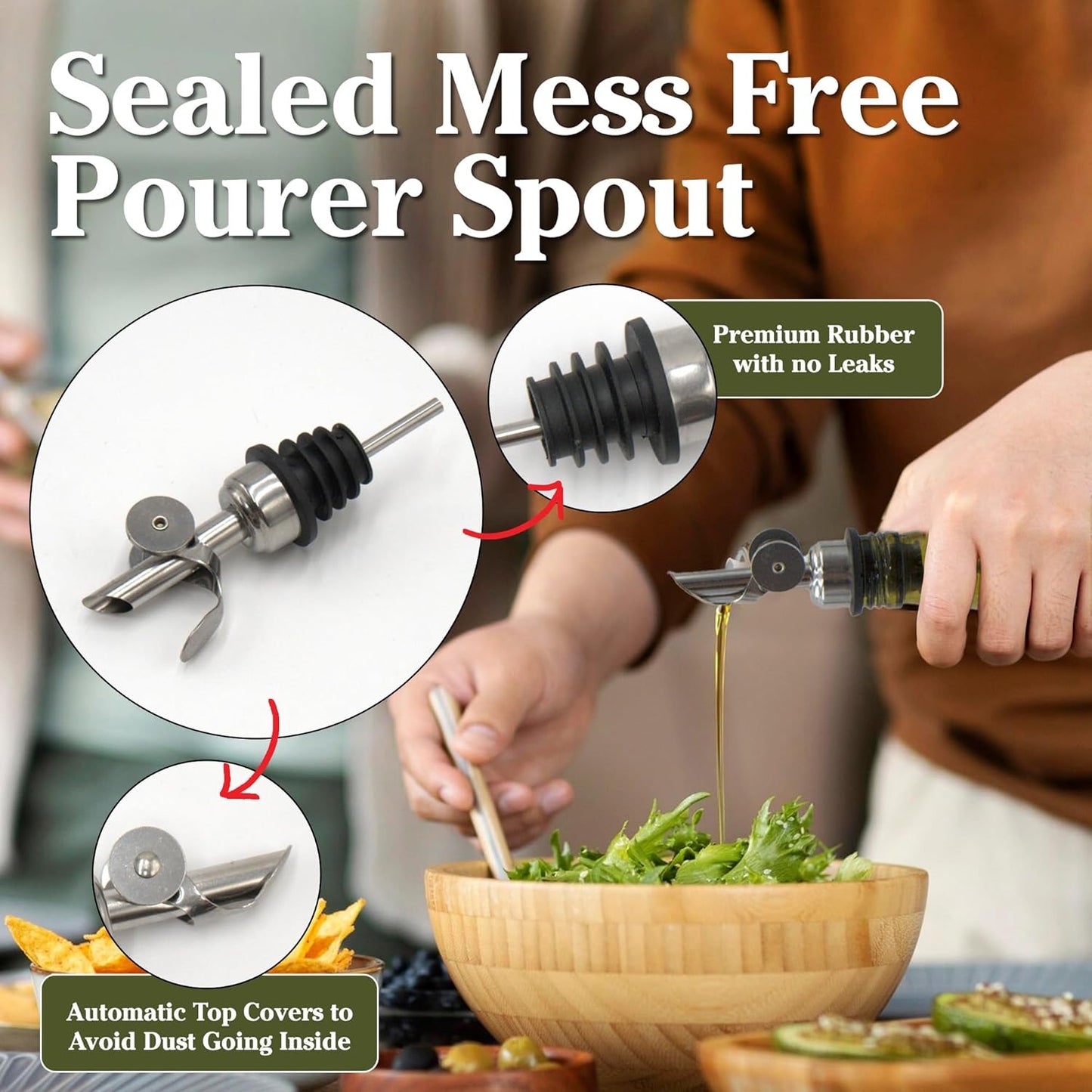 FYGO Diamond Lux Olive Oil Bottle Dispenser - Olive Oil Container- Oil and Vinegar Dispenser Set with Pourer and Funnel - Glass Dispenser Bottle for Kitchen - 500ml - Set of 2