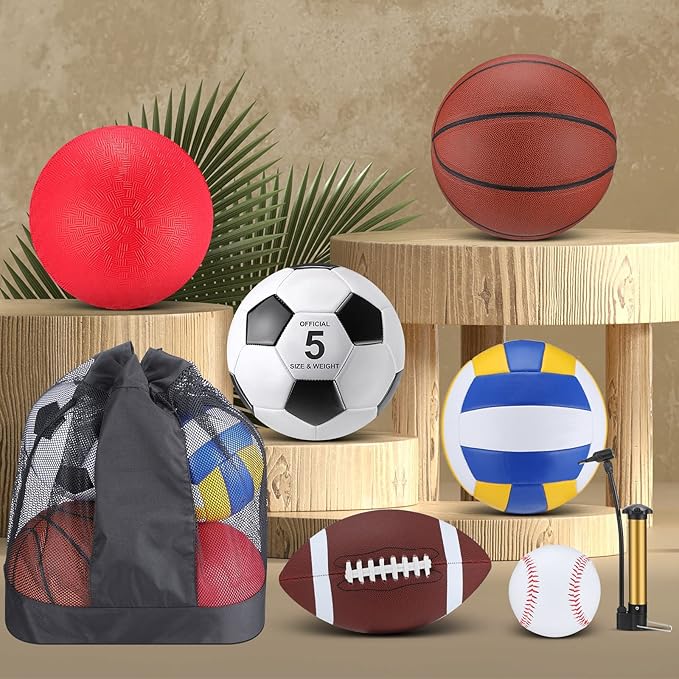 Leyndo 18 Pcs Bulk Sport Balls Set Basketball