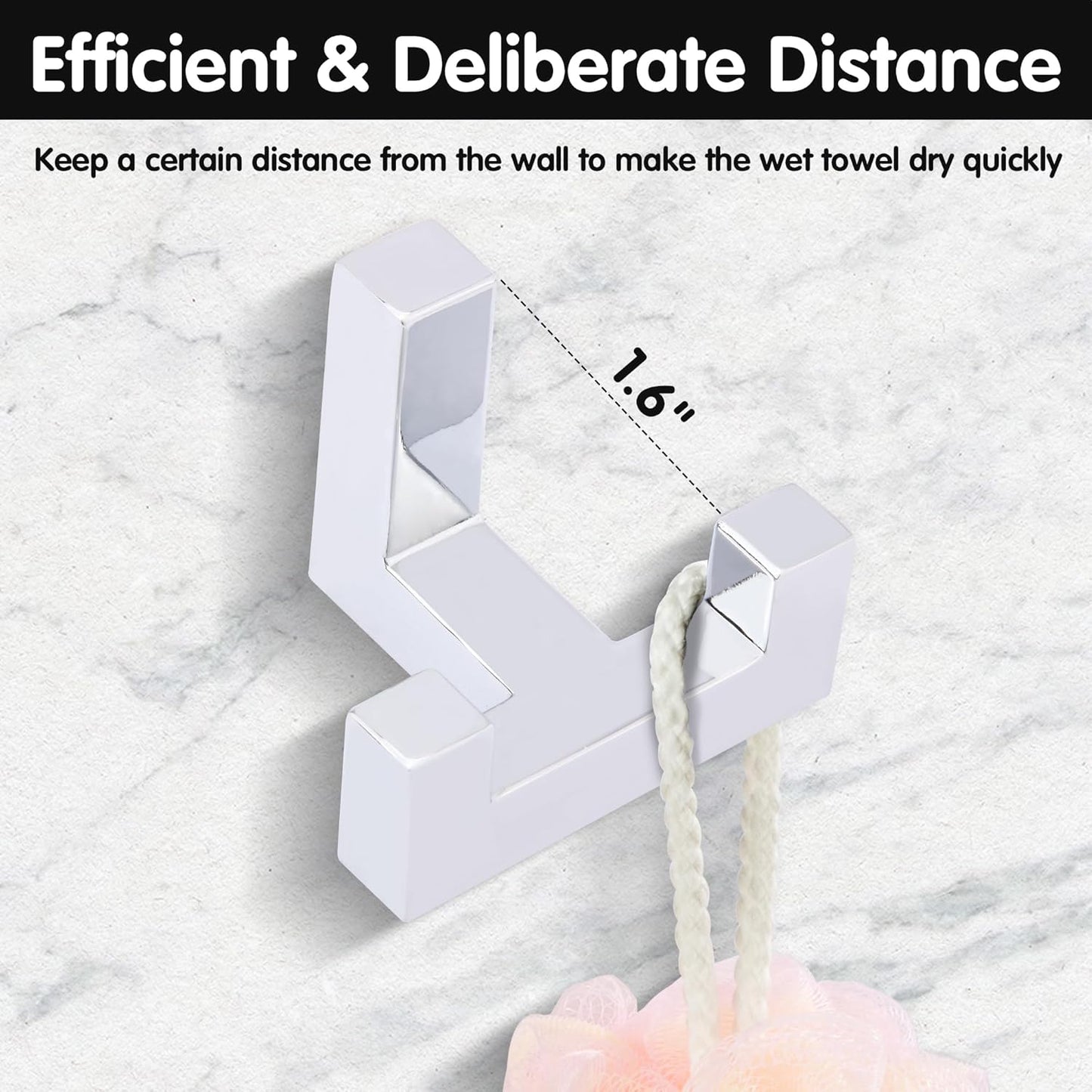 5 Pack Heavy Duty Coat Hook Wall Mount with Screw Retro Double Coat Hook Utility Hook for Coats, Scarves, Bags, Towels, Keys, Hats, Mugs (Chrome)