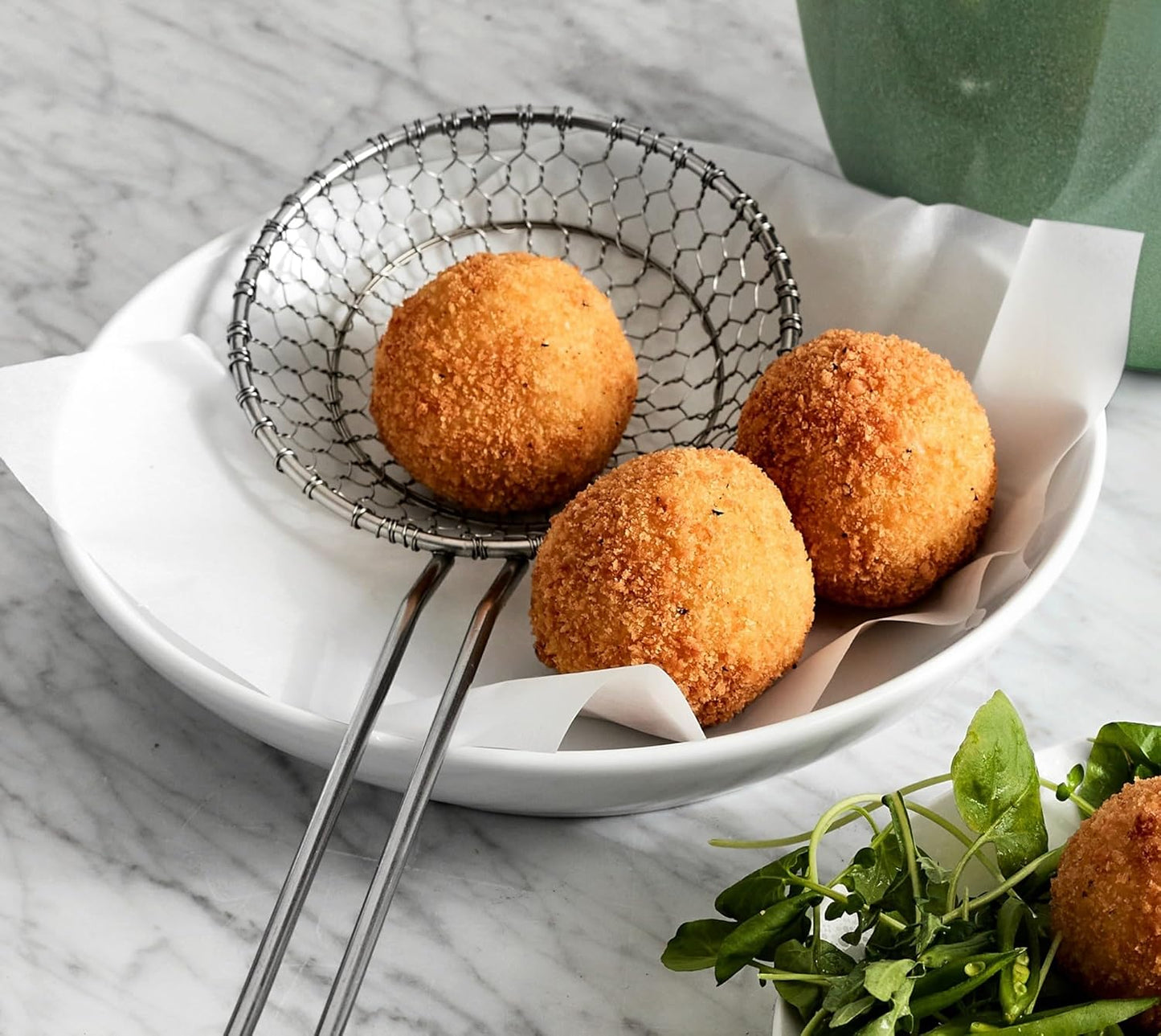 Spider Skimmer Strainer Spoon, 5-Inch Diameter, Stainless Steel Kitchen Wok Food Scoop