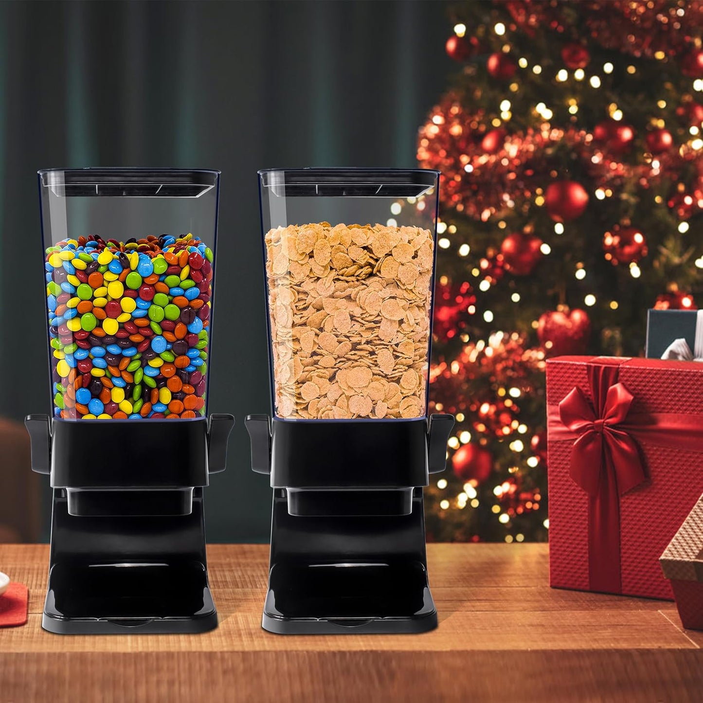 Cereal Dispenser Countertop, 5L Kitchen Organization Cereal Containers Storage, Desktop Candy Dispenser Plastic Cereal Dispenser, Snack Containers Can Hold Granola, Dry Food, Grain (Black, 1Pc)