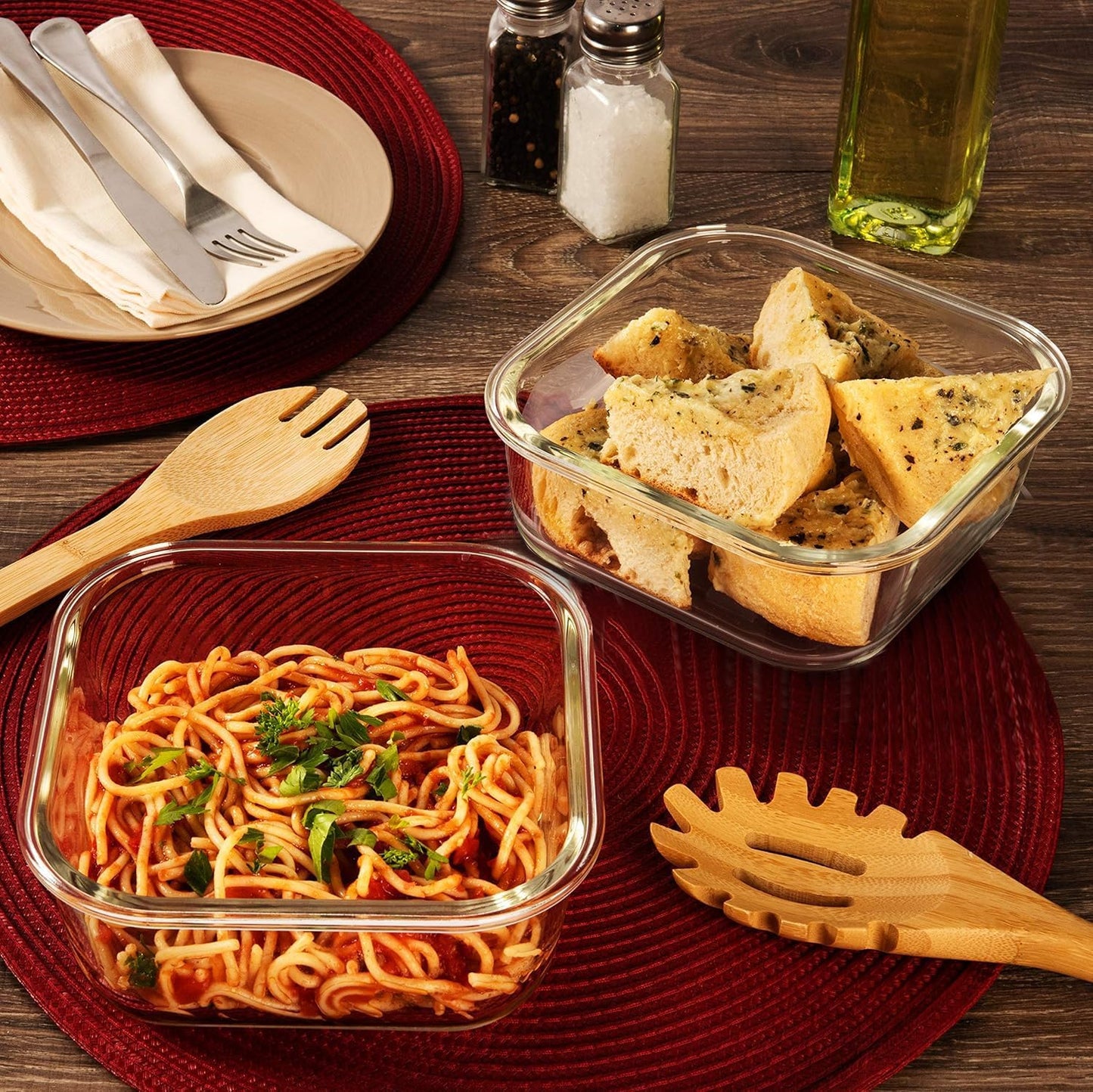 Razab 2 PC 1200ML / 42 Oz Glass Food Storage Containers with Lids - Airtight & Leakproof - Microwave/Oven/Freezer Safe - BPA Free - Ideal for Meal Prep, Storing Leftover & Lunch