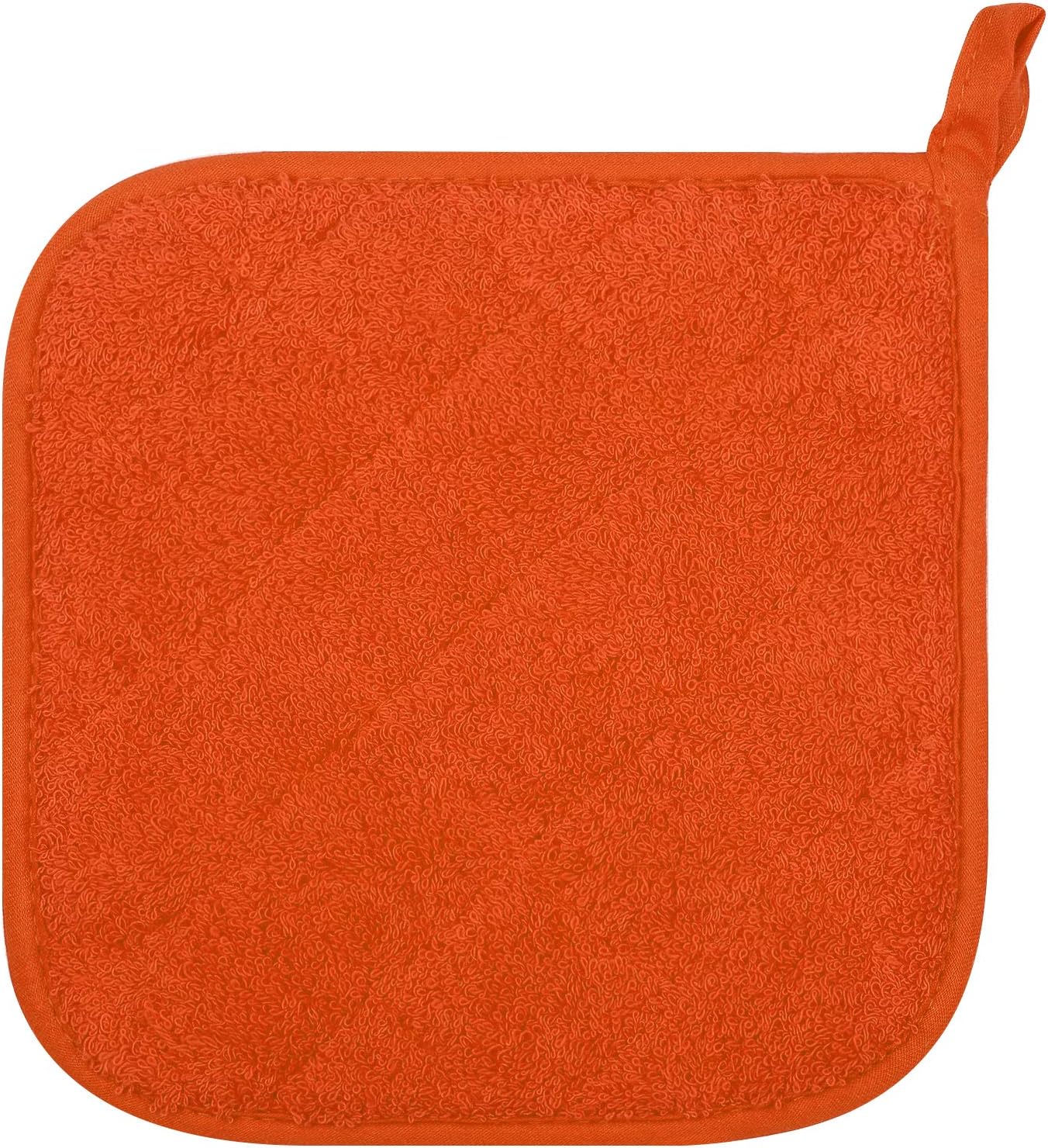 100% Cotton Kitchen Everyday Basic Terry Pot Holder Heat Resistant Coaster Potholder for Cooking and Baking Set of 5 Orange