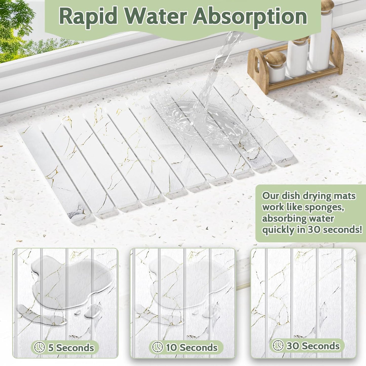 Stone Drying Mat for Kitchen Counter - 24x16 Inches Foldable Quick-Dry, Stone Dish Drying Mat Suitable for Kitchen Countertops | Environmentally Friendly A gift for Mom.