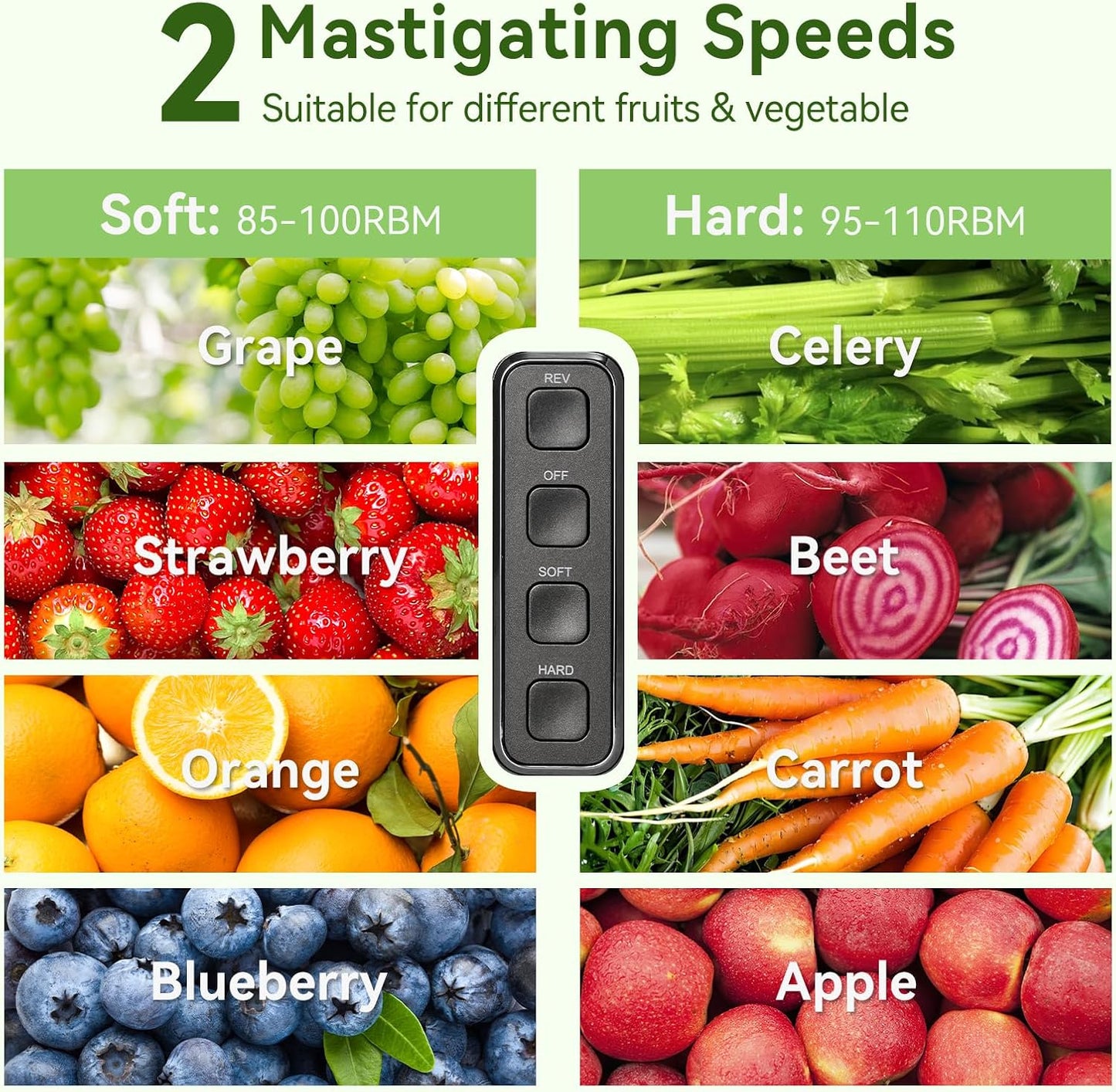 Juicer Machine,Slow Masticating Juicer with 2 Speed Modes & Quiet Motor,Cold Press Juicer Machines Vegetable and Fruit with Reverse Function,Celery Juicer,BPA-Free,Easy to Clean