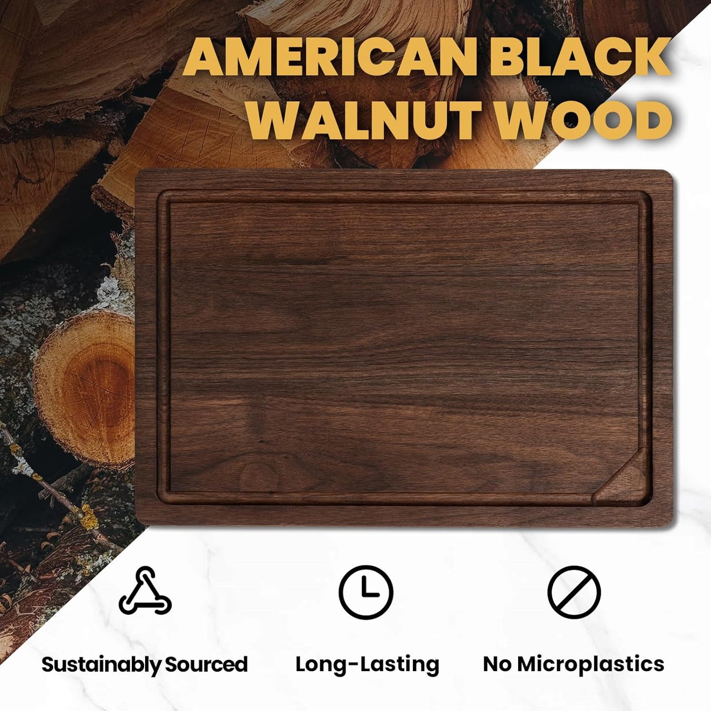 Heimlove 20x15 Walnut Cutting Board, Wooden Cutting Boards for Kitchen, Large Butcher Block Cutting Board, Wood Cutting Boards for Kitchen with Juice Groove, Gift for Festival, Wedding(Gift Box)