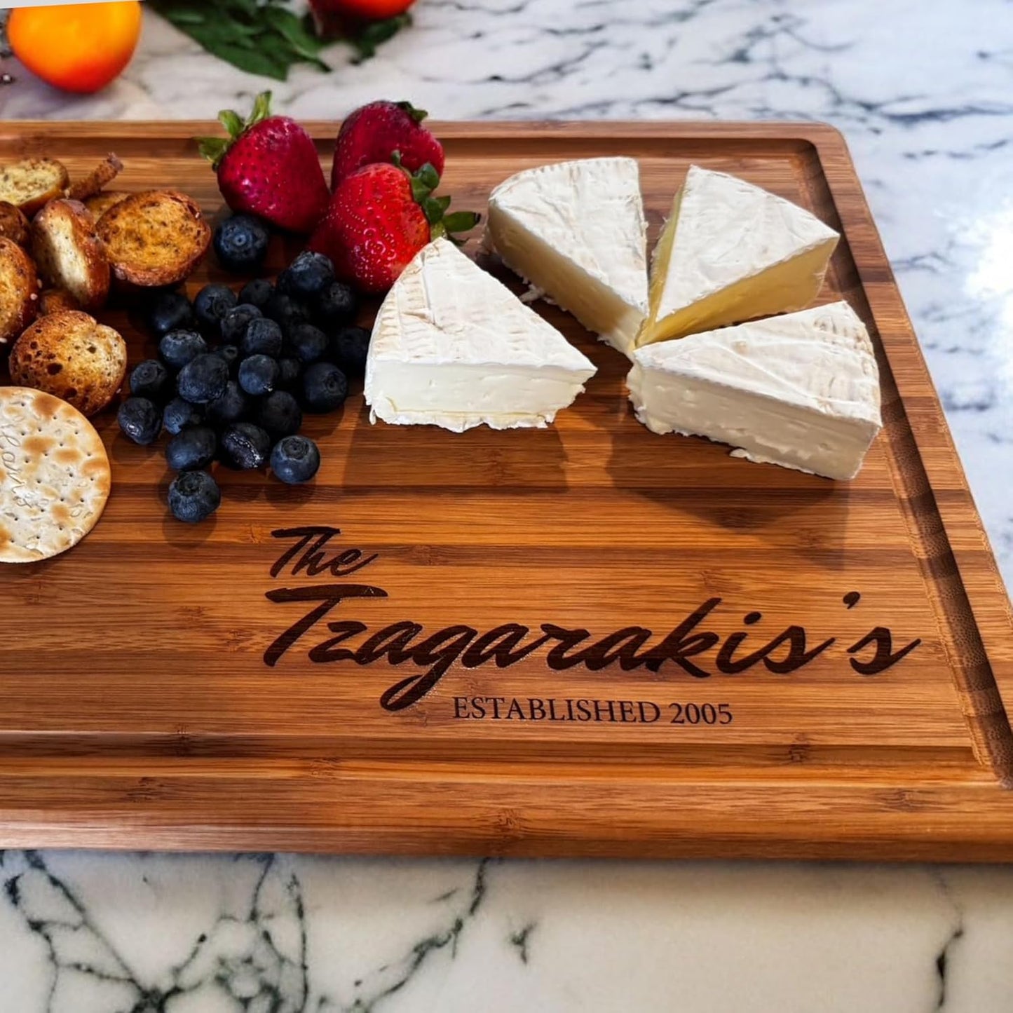 Handmade Personalized Cutting Board - Unique Wedding, New Home, and Bridal Shower Gifts - Christmas Gifts - Engraved Charcuterie Boards - Bamboo Cheese Board