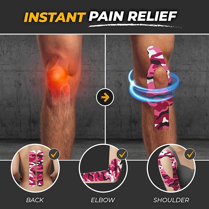 Kinesiology Tape-Incredible Support for Athletic Sports and Recovery + Free Taping Guide-Uncut 2 inch 50 feet Roll (Wild Pink Camo + Free Taping Guide, Pack of 1)