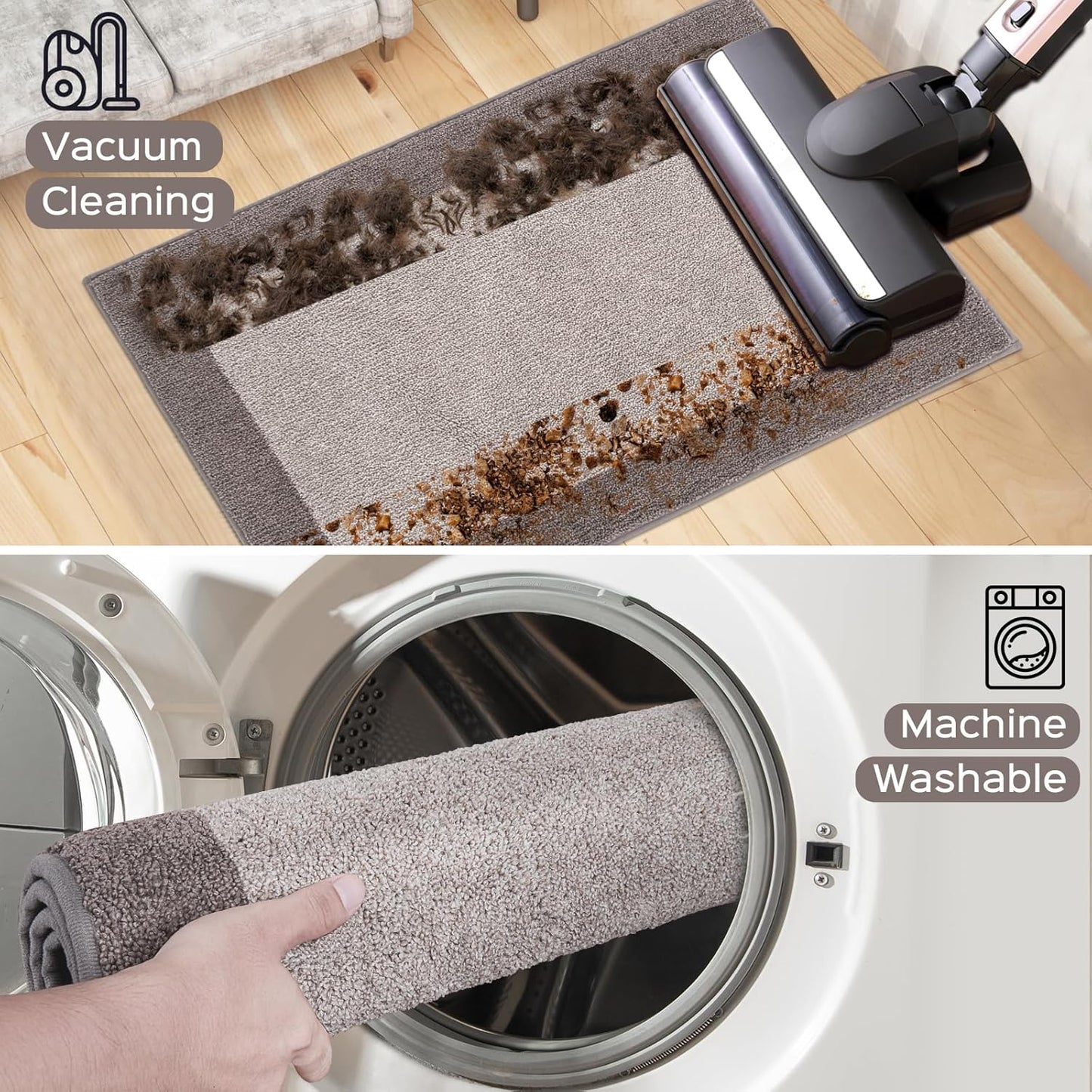 Machine Washable Kitchen Rug 24" x 70", Non Slip Kitchen Mat for Floor, Absorbent Entrance Runner Rug for Bedroom, Hallway, Bathroom, Door (Roll Packing)