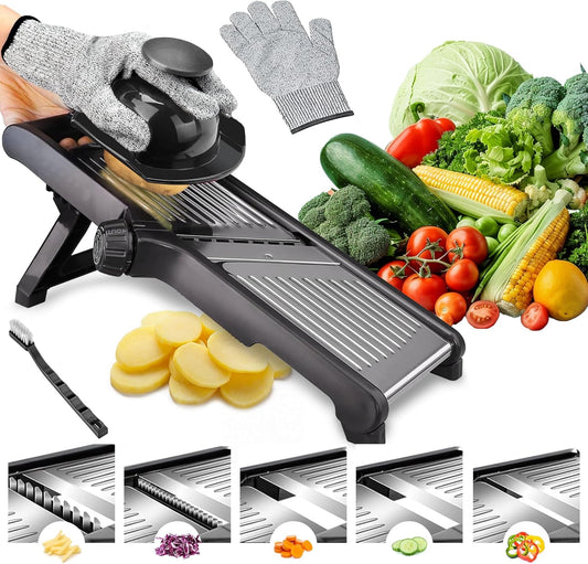 Mandoline Slicer,mandoline slicer for kitchen,commercial mandolin Potato Slicer,Vegetable Slicer,slicer vegetable cutter, Stainless Steel mandolin slicer,Cut - Resistant Gloves