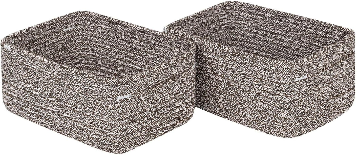 CubesLand Woven Basket for Organizing/Storage,Cube Shelf Closet Storage Baskets Bins,Long-lasting Toy Storage Basket,Stylish Room Decor Basket,Rope Basket,Mixed Dark Brown Basket for Shelves