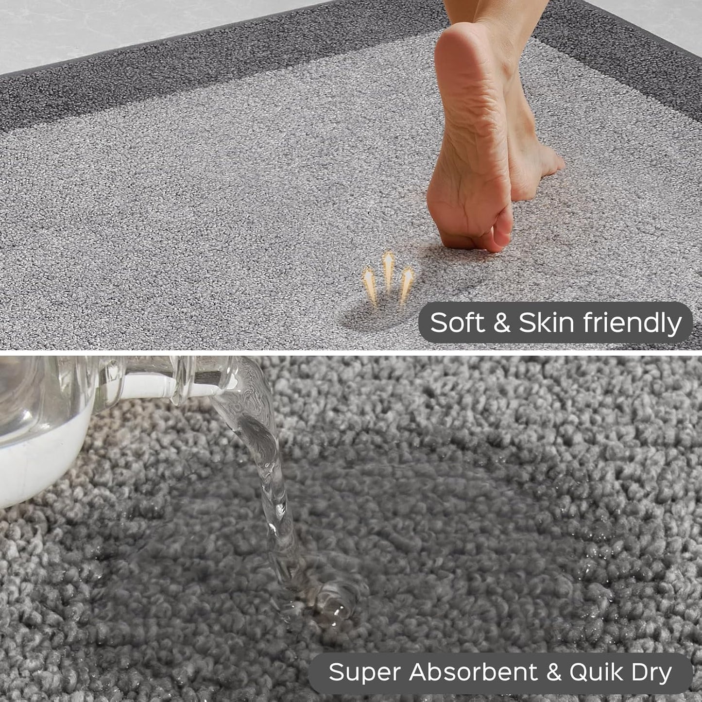 Machine Washable (24" x 36"+ 24" x 60"') Kitchen Rugs Set of 2, Non Slip Kitchen Mats for Floor, Absorbent Entrance Runner Rugs for Bedroom, Hallway, Bathroom, Door (Roll Packing)