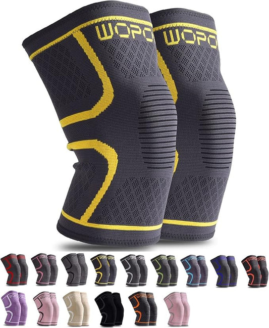 Knee Brace Sleeves for Weightlifting Working out, Knee Pain Relief for Meniscus Tear Arthritis ACL MCL (2 Pack)
