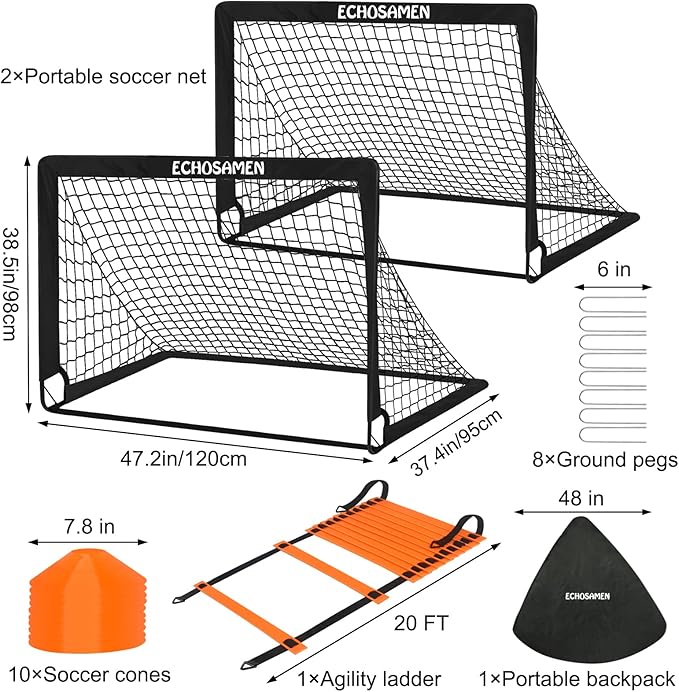 Kids Soccer Goals for Backyard Set 2 of 4' x 3' Soccer 10 Soccer
