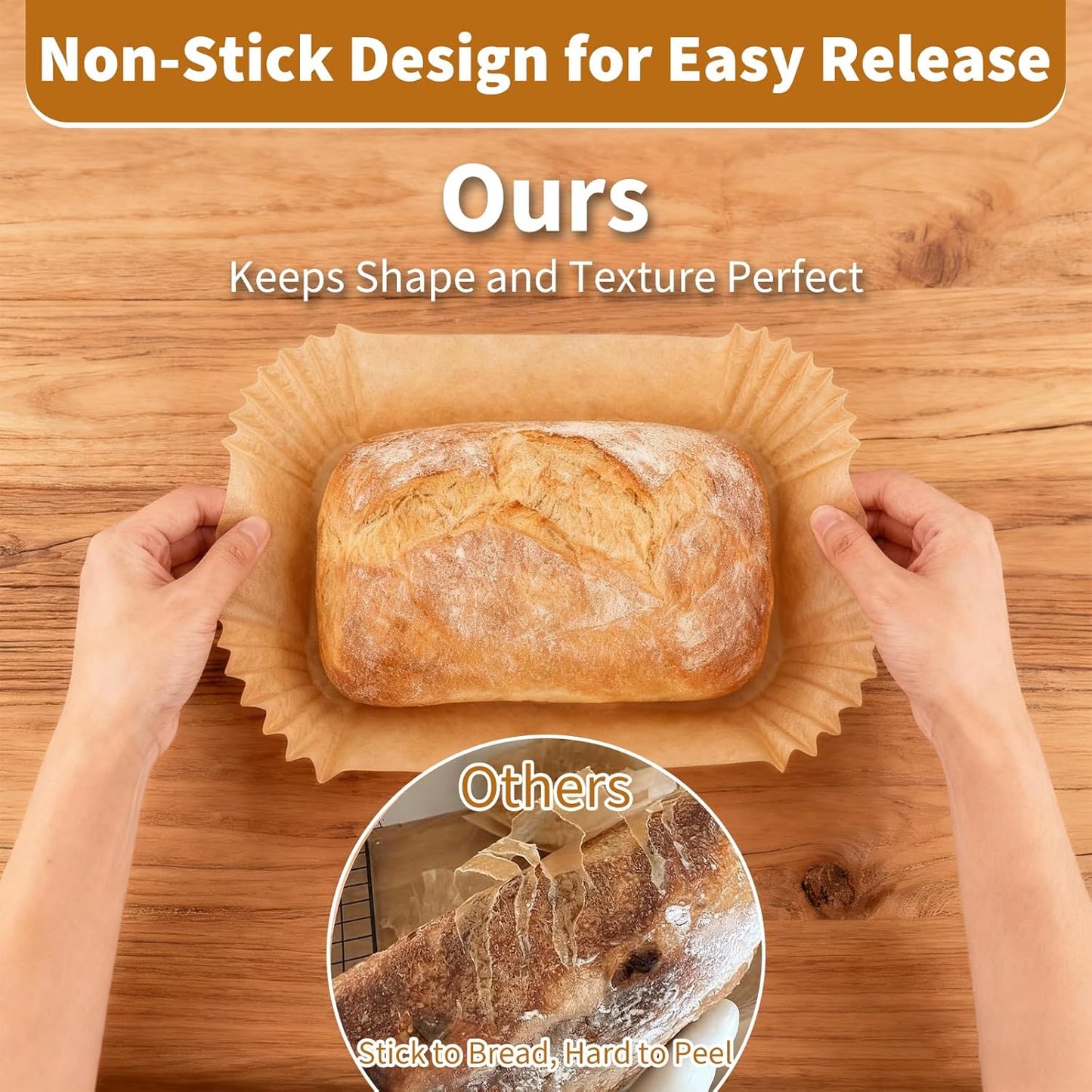 100 Pcs Loaf Pan Liners for Baking Bread 9x5 Inch, Disposable Non-Stick Bread Pan Liners, Pre Formed Rectangle Parchment Paper, Perfect for Baking Banana Bread, Cakes, Sourdough Bread(Brown)