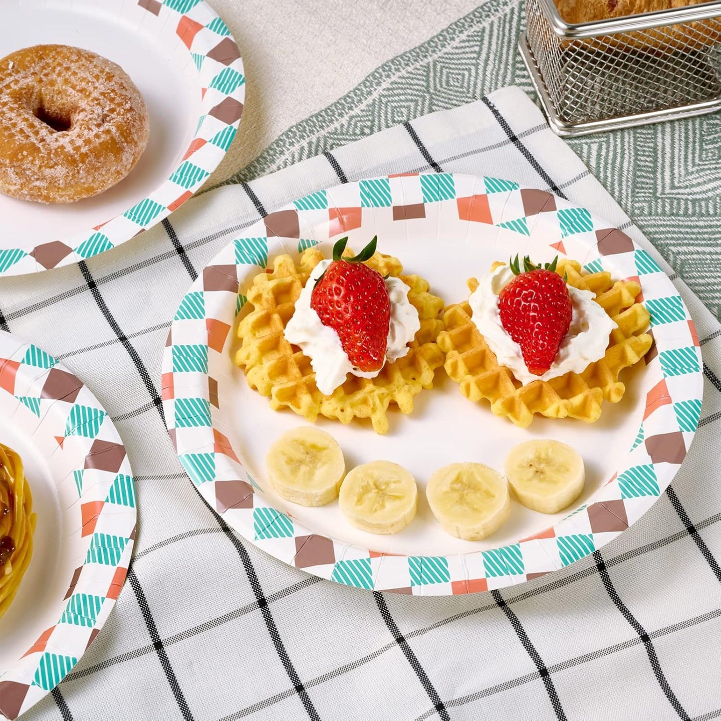 FOCUSLINE 360pack Paper Plates 8.375 Inch, Disposable Paper Plate Bulk 360 Count, Soak-Proof & Cut-Proof Bulk Plate for Parties, Picnic and Family Gatherings.