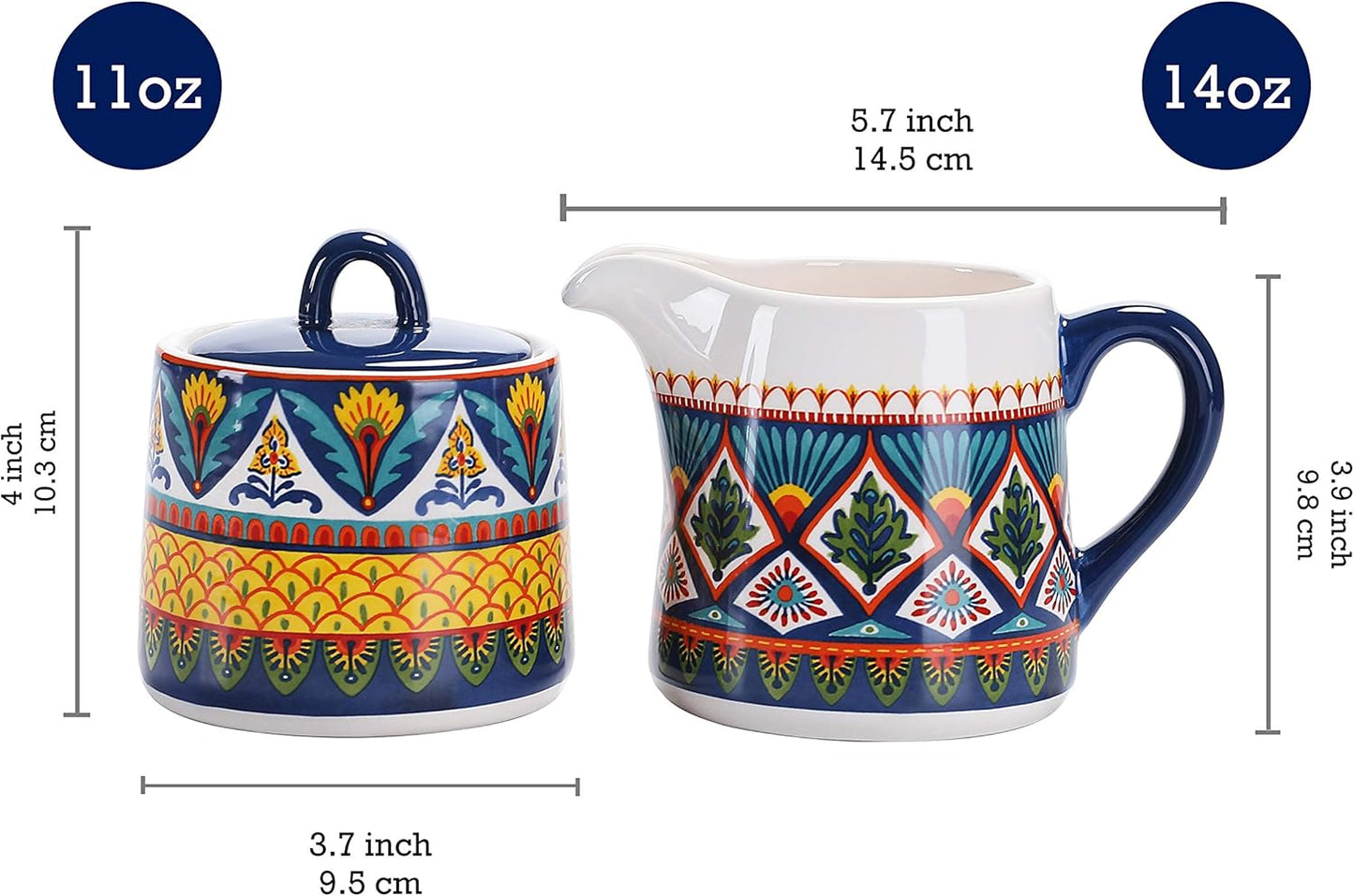 Bico Havana Ceramic Sugar and Creamer Set, Sugar Bowl with Lid, Cute Container for Coffee Bar, Kitchen Countertop Accessories, Microwave and Dishwasher Safe